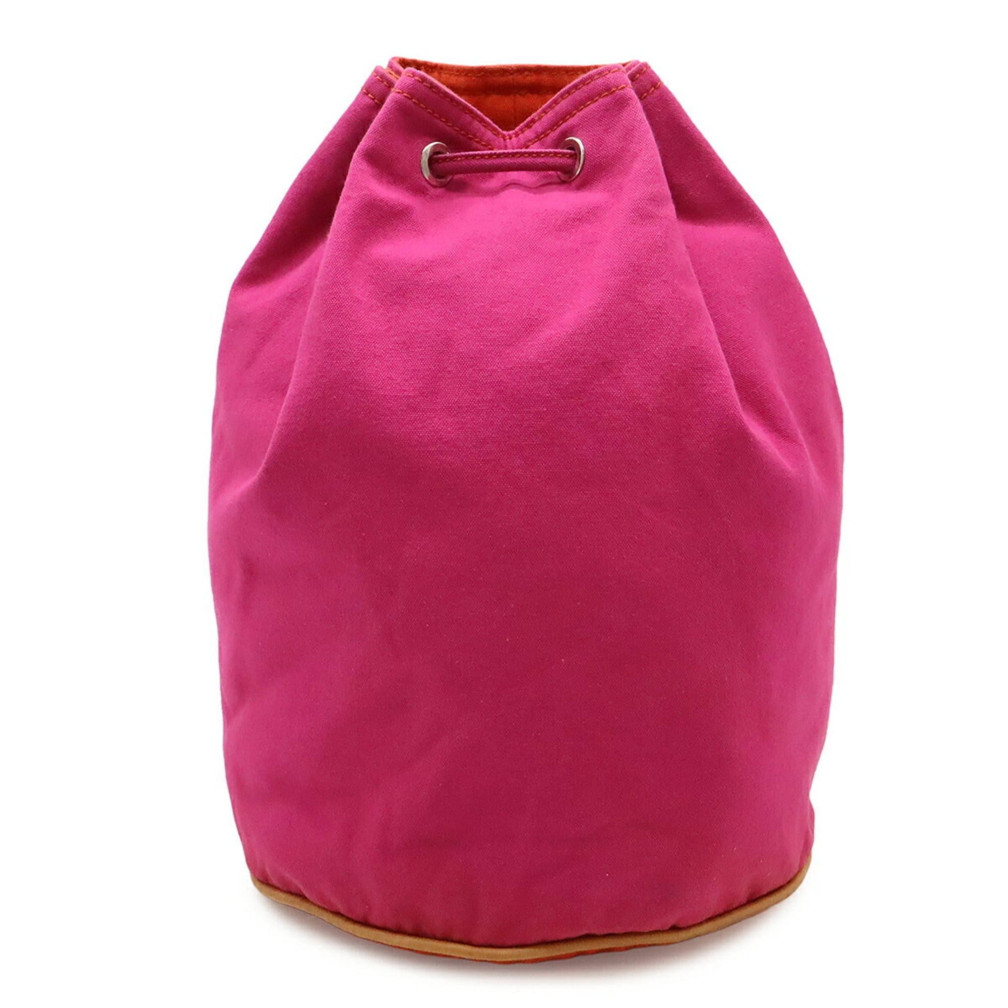 Hermes Pink Red Color Canvas Shoulder Bag (Pre-Owned)