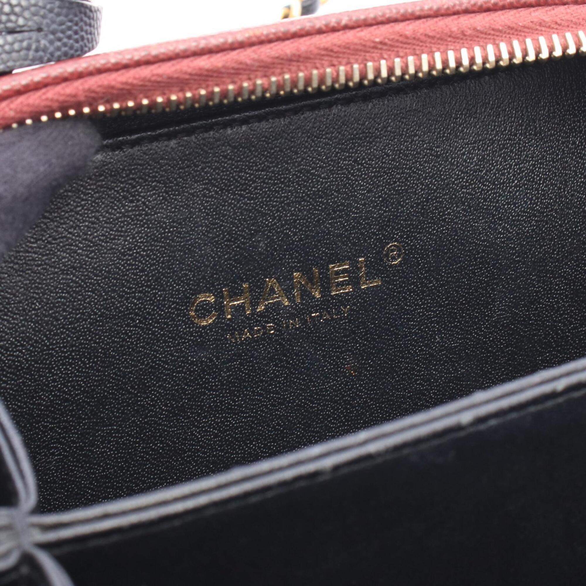 Chanel Black Bordeaux Grained Calfskin Shoulder Bag Vanity Bag (Pre-Owned)