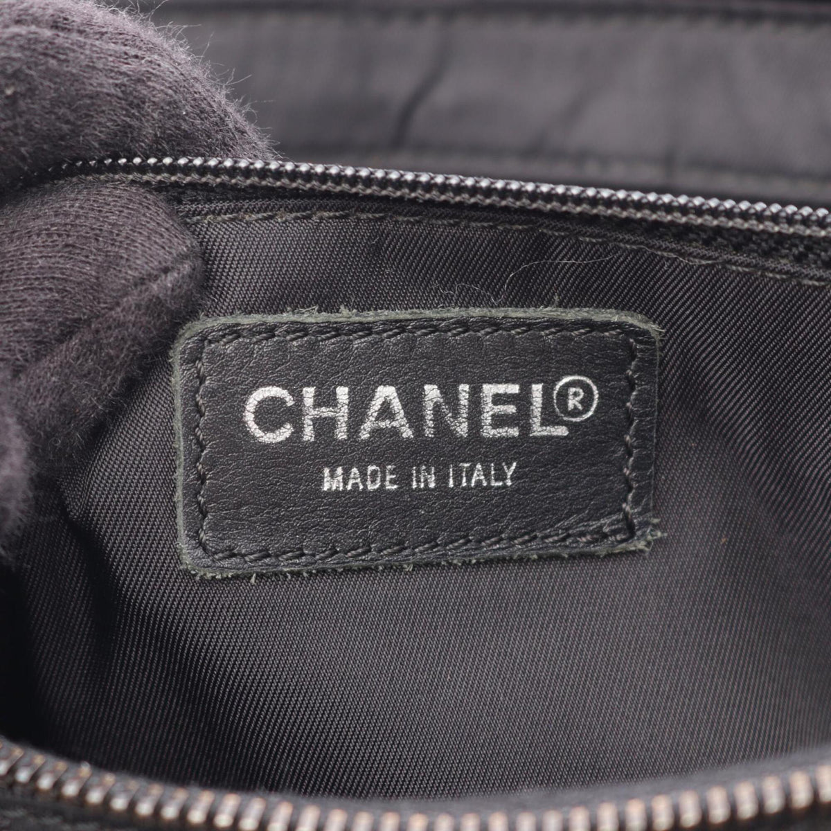 Chanel Black Leather Nylon Canvas Backpack Handbag (Pre-Owned)