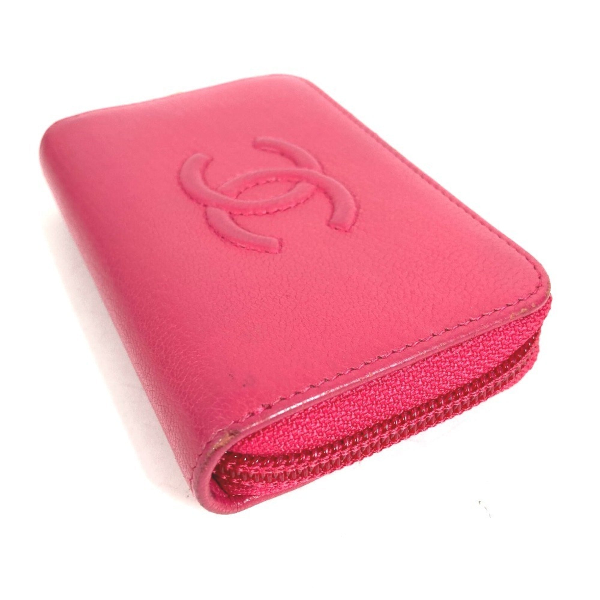 Chanel Pink Leather Coin Purse/Coin Case (Pre-Owned)