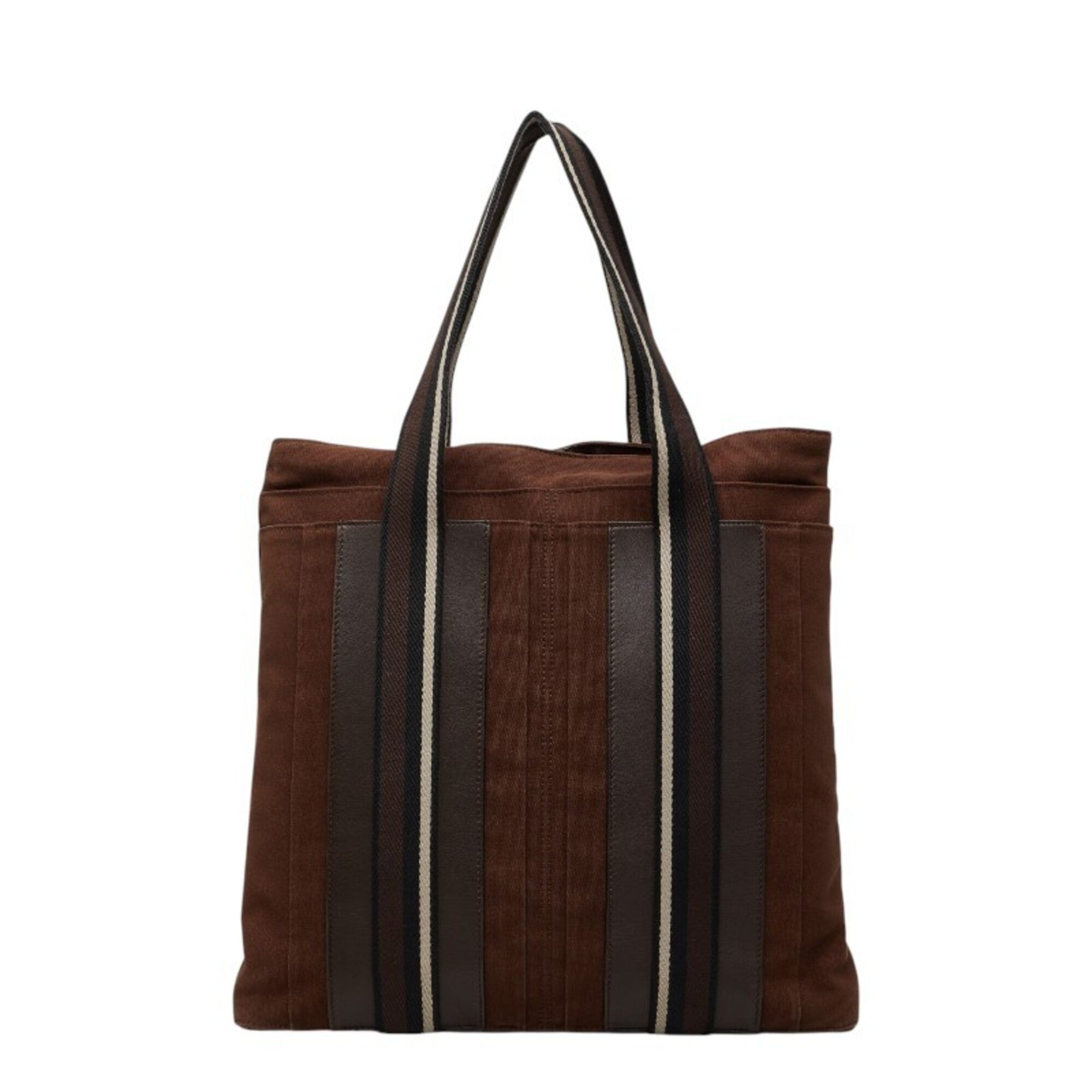 Hermes Brown Canvas Handbag Tote Bag (Pre-Owned)