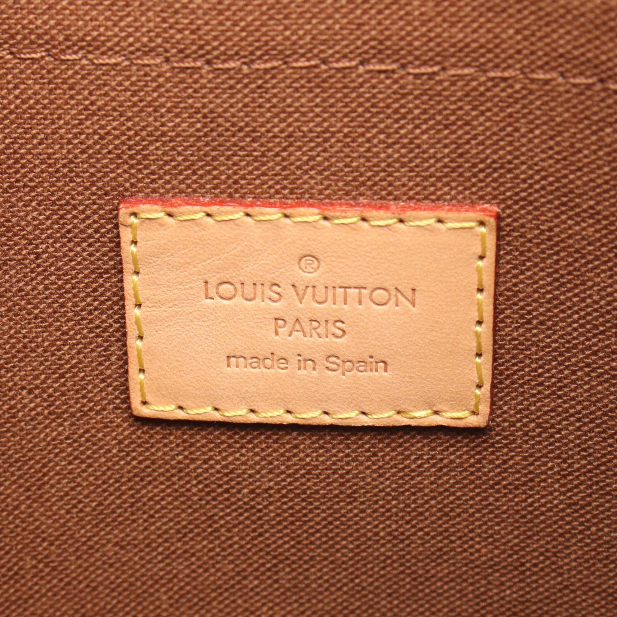 Louis Vuitton Brown Coated Canvas Leather Handbag Shoulder Bag (Pre-Owned)