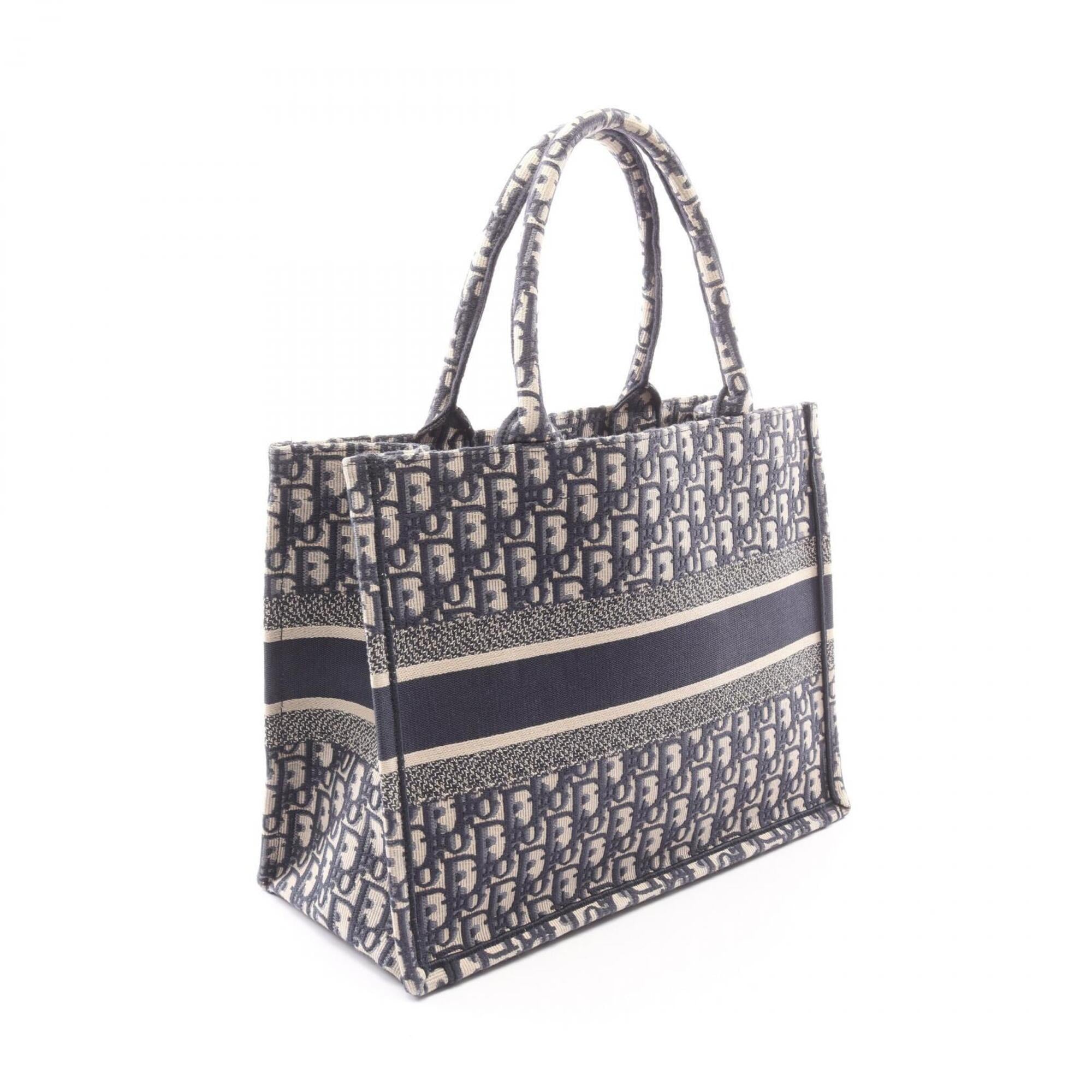 Christian Dior Beige Navy Canvas Handbag Tote Bag (Pre-Owned)