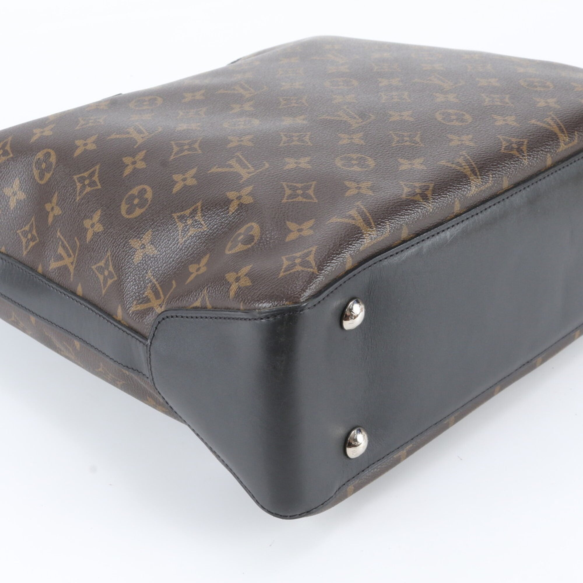 Louis Vuitton Black Brown Leather Coated Canvas Tote Bag (Pre-Owned)