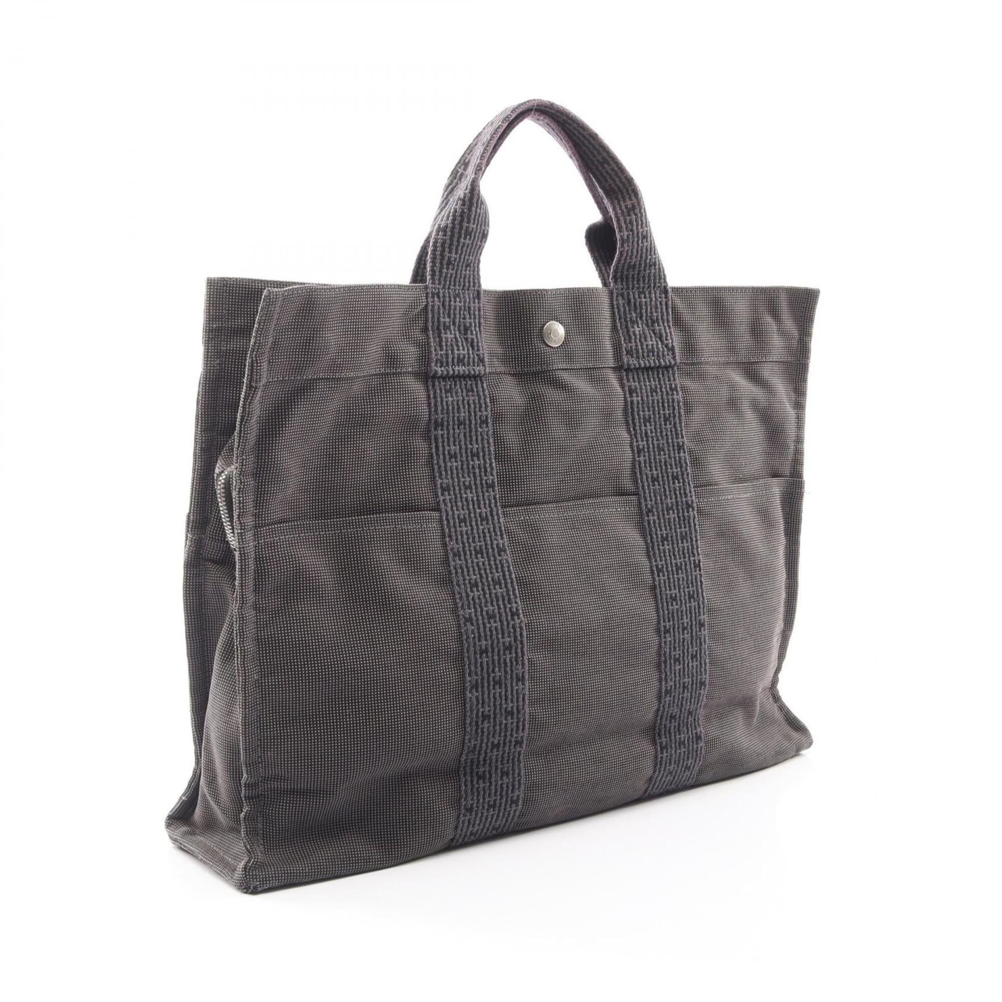 Hermes Gray Nylon Canvas Handbag Tote Bag (Pre-Owned)