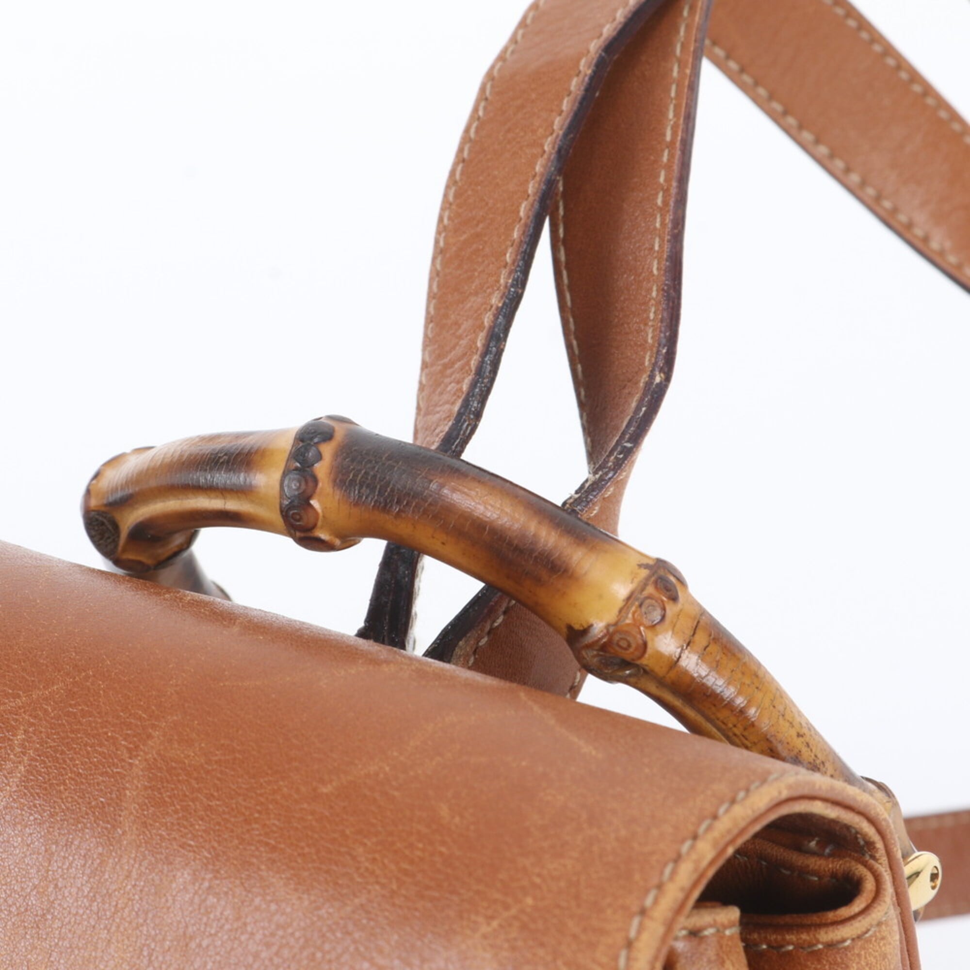 Gucci Camel Leather Backpack Shoulder Bag (Pre-Owned)