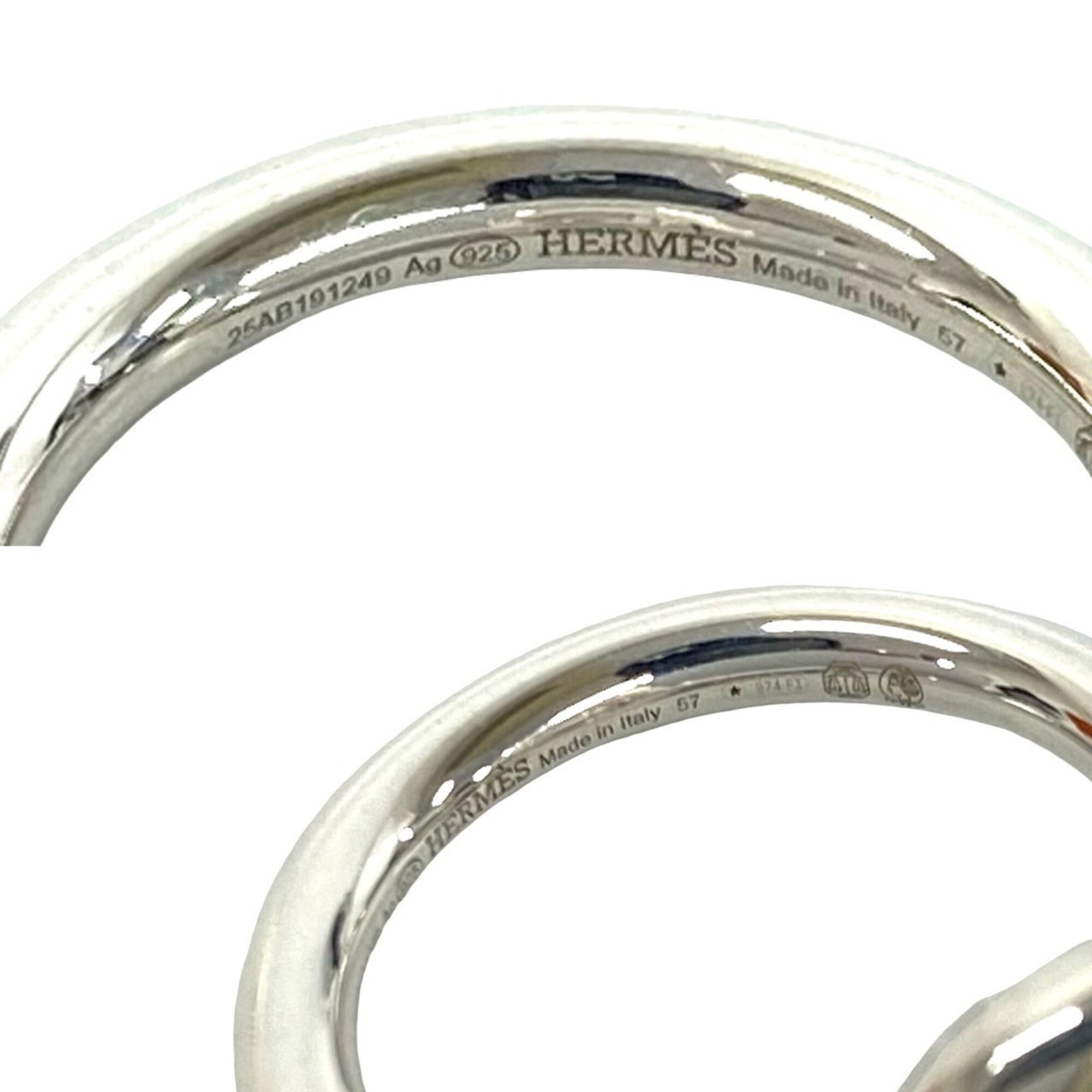 Hermes Silver Silver 925 Band Ring (Pre-Owned)