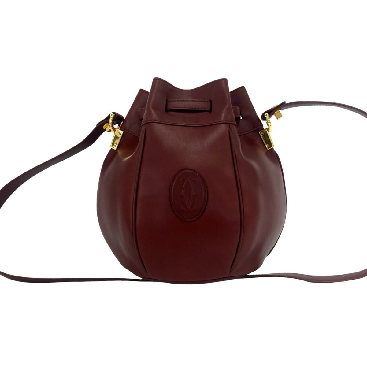 Cartier Wine Red Leather Shoulder Bag (Pre-Owned)