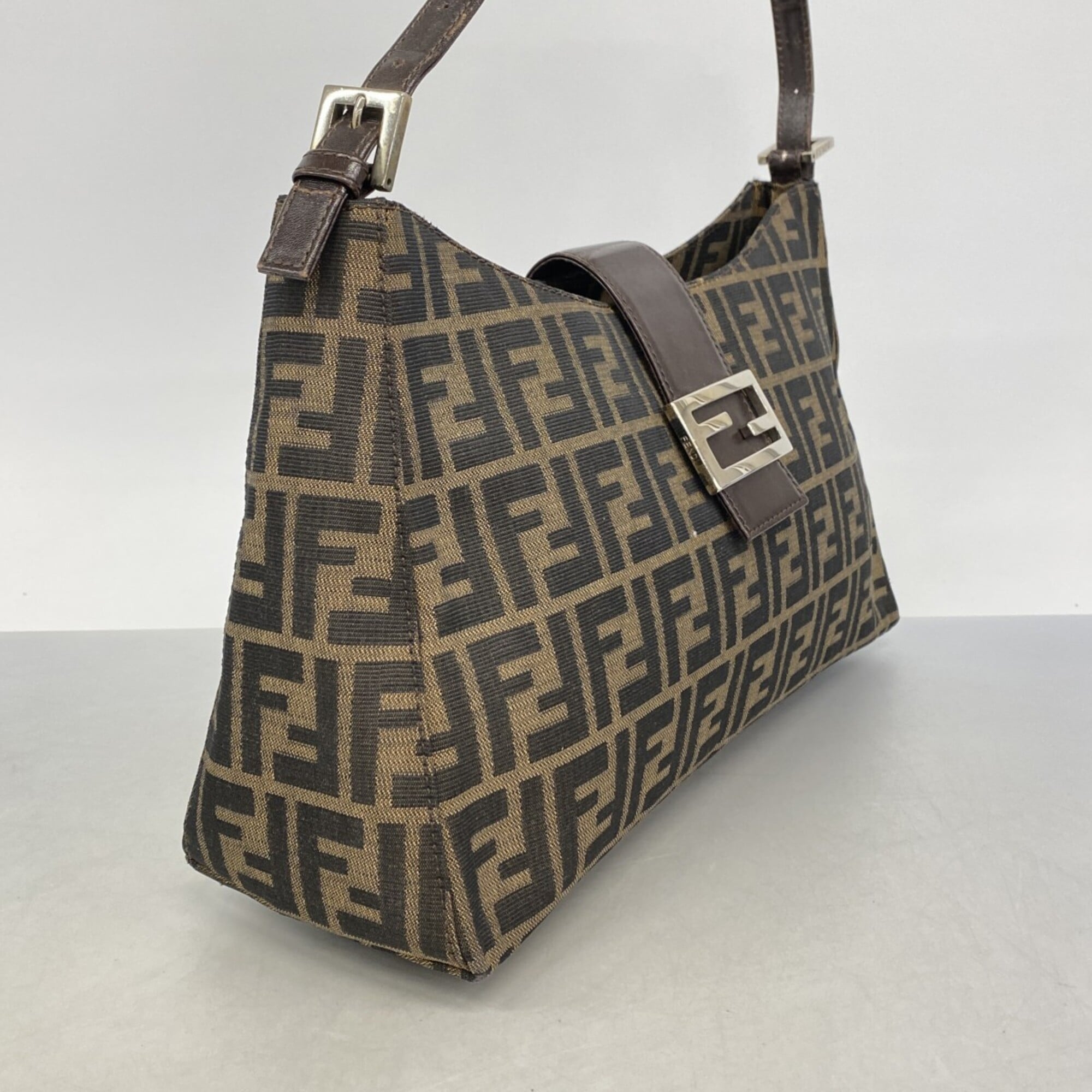 Fendi Brown Nylon Canvas Shoulder Bag (Pre-Owned)