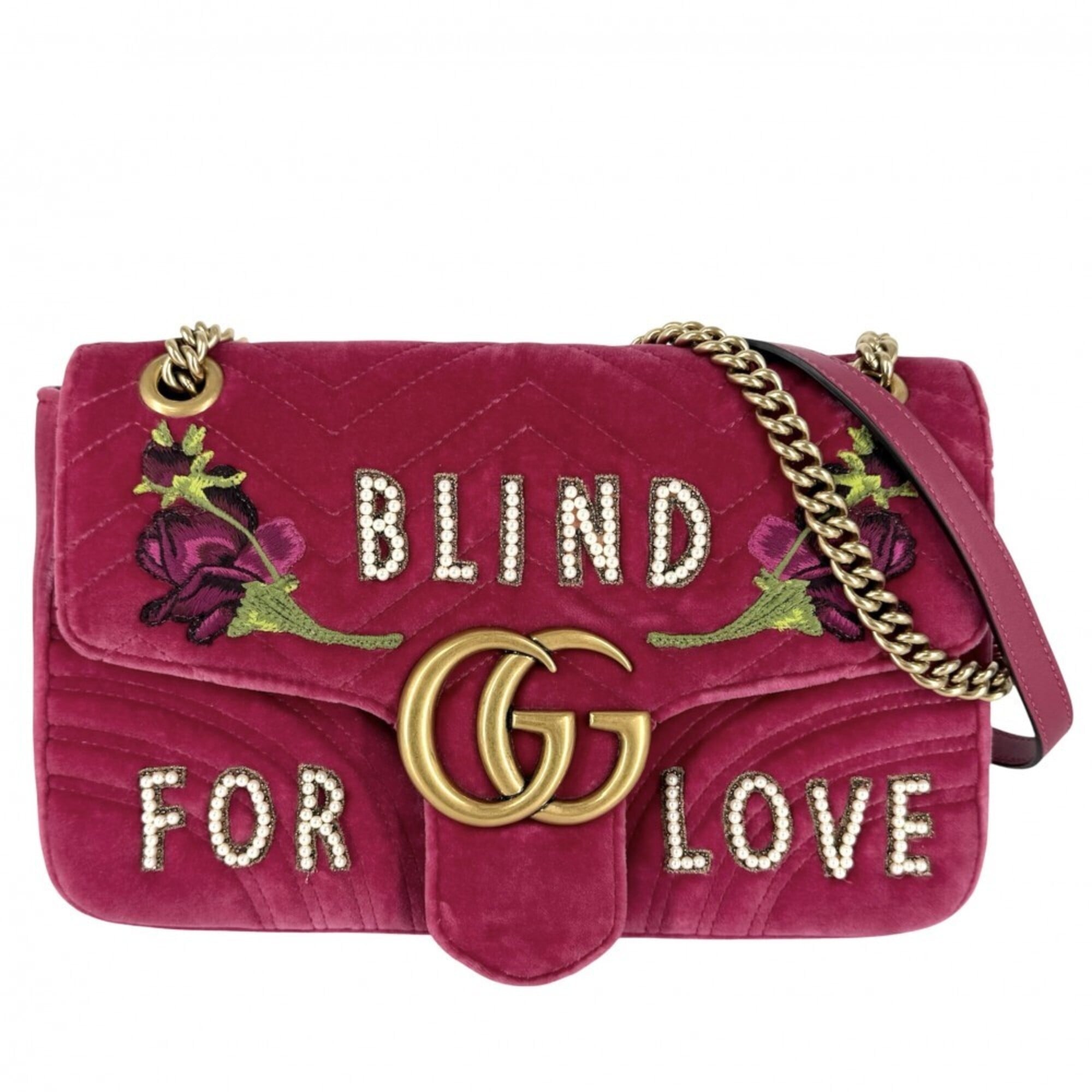 Gucci Gg Marmont Pink Leather Shoulder Bag (Pre-Owned)