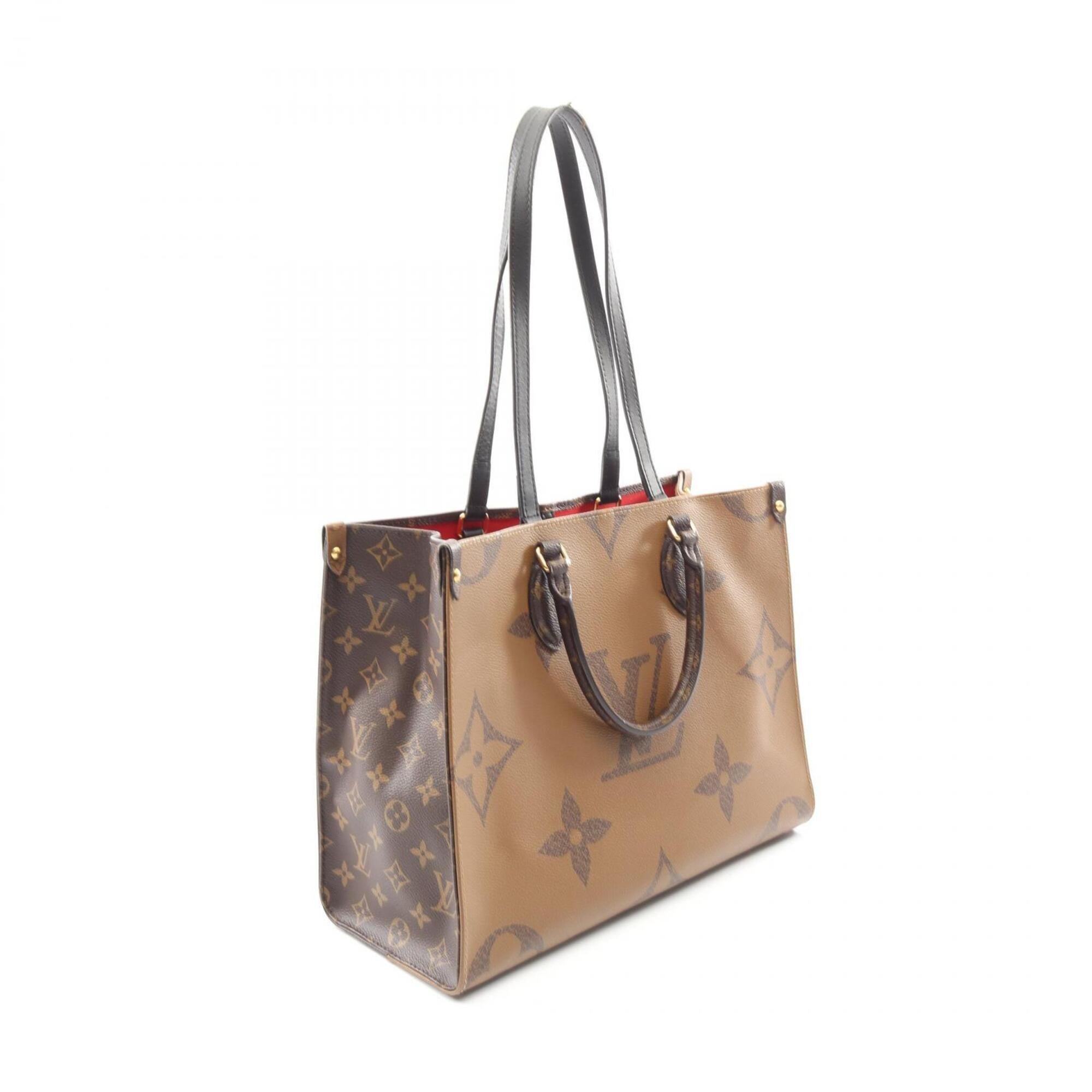 Louis Vuitton Beige Brown Coated Canvas Leather Handbag Tote Bag (Pre-Owned)
