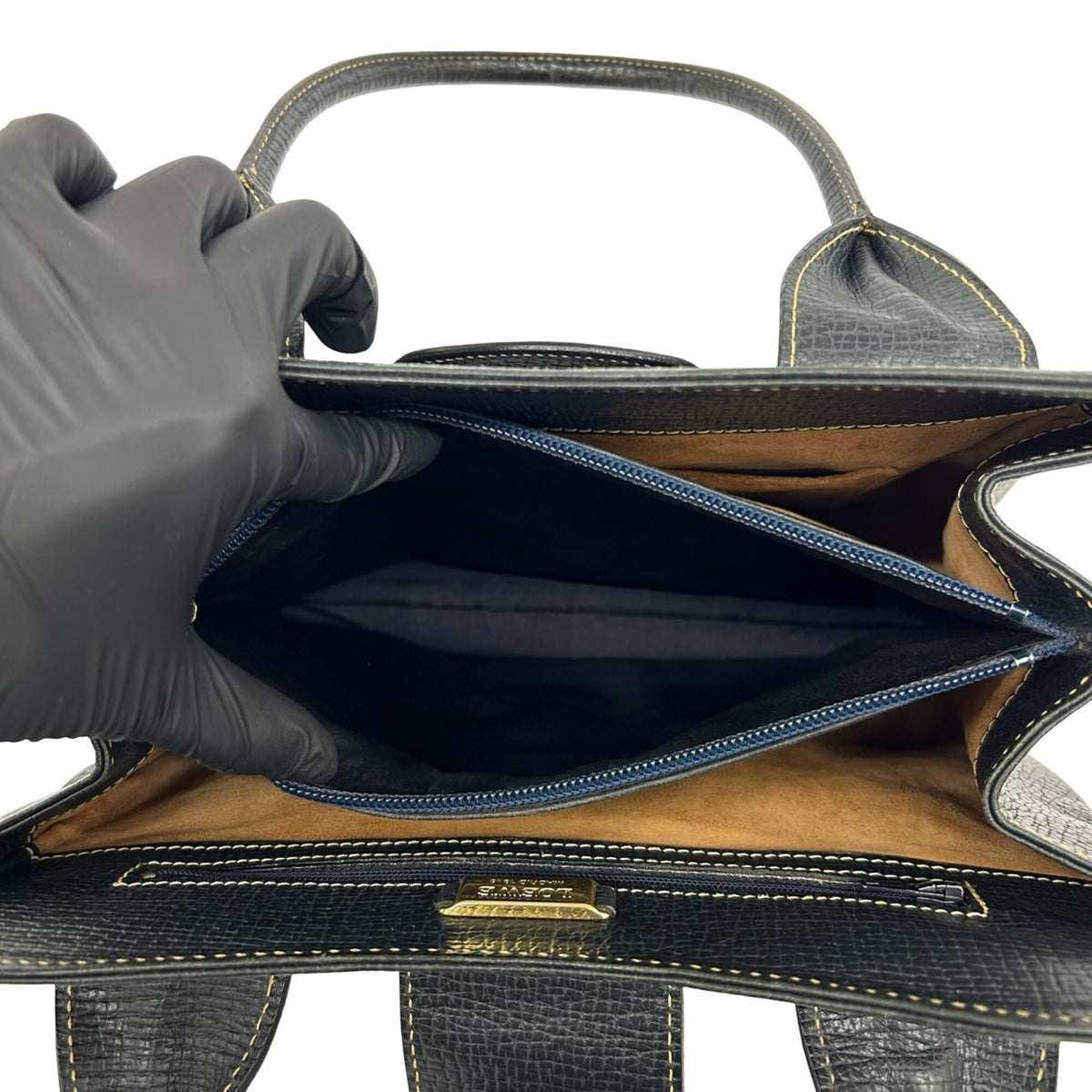 Loewe Navy Leather Handbag Tote Bag (Pre-Owned)