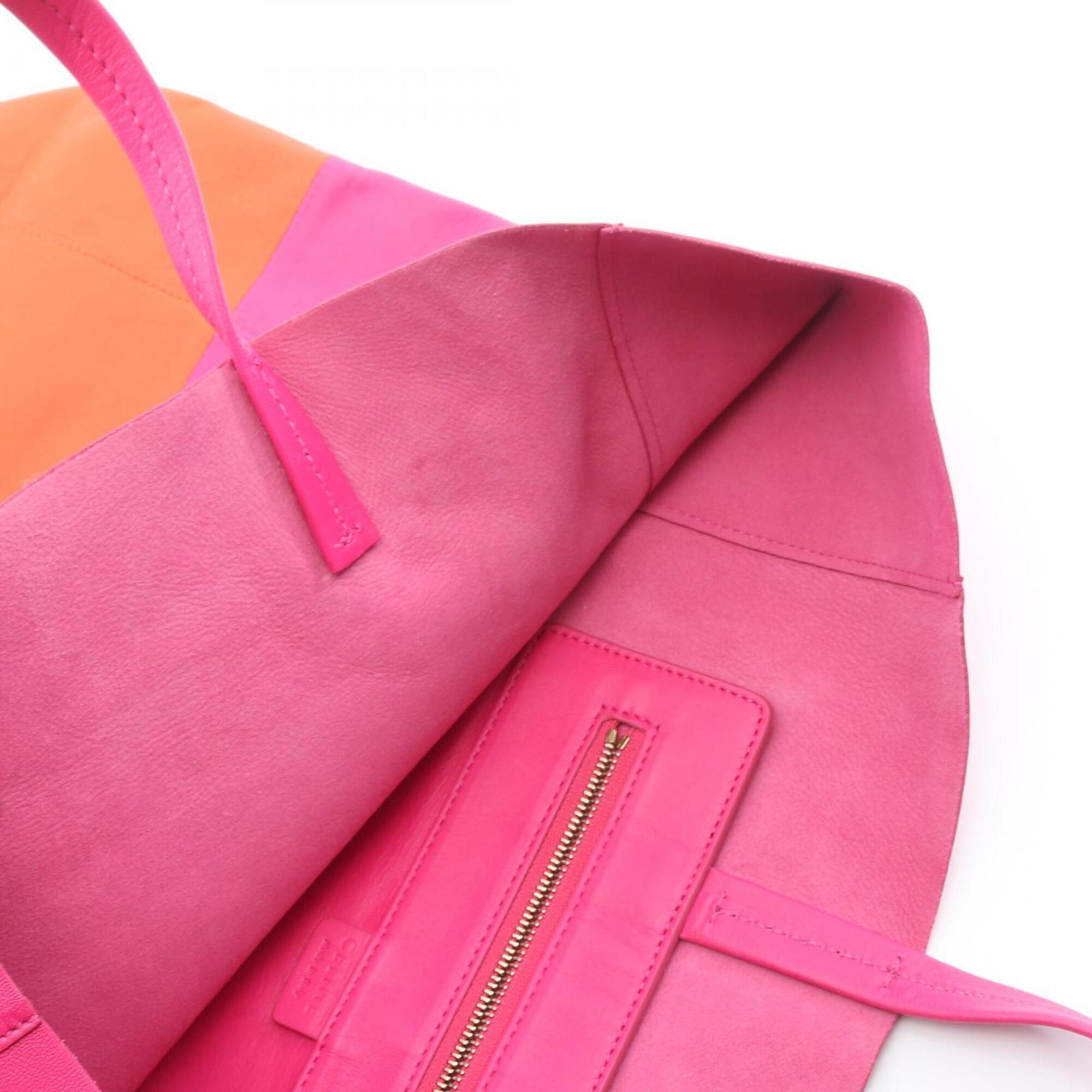 Celine Orange Pink Leather Handbag Tote Bag (Pre-Owned)