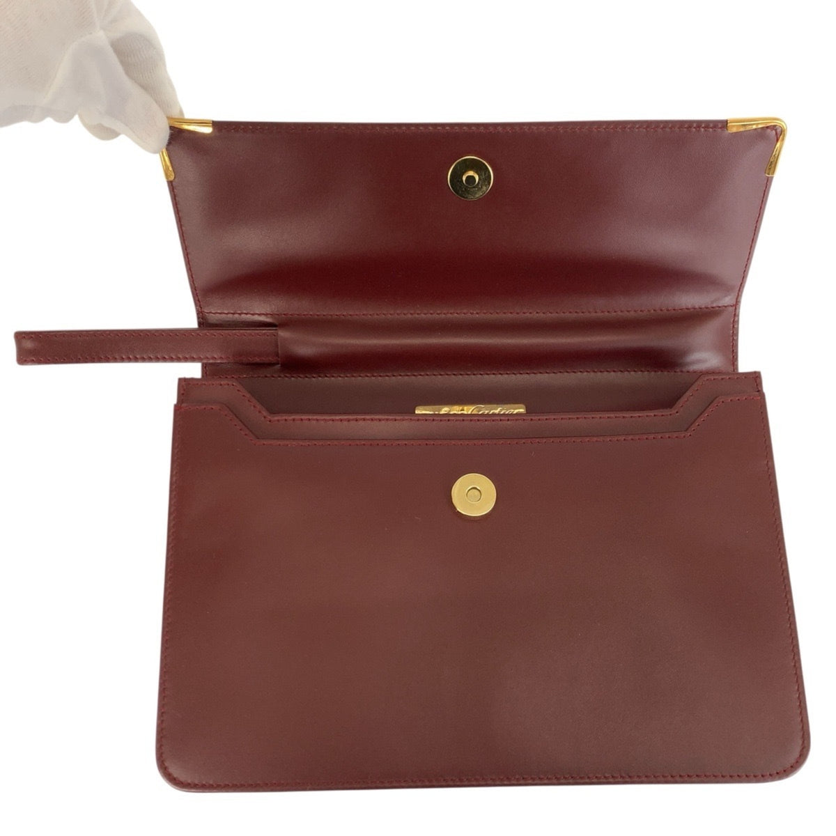 Cartier Bordeaux Leather Clutch Bag (Pre-Owned)