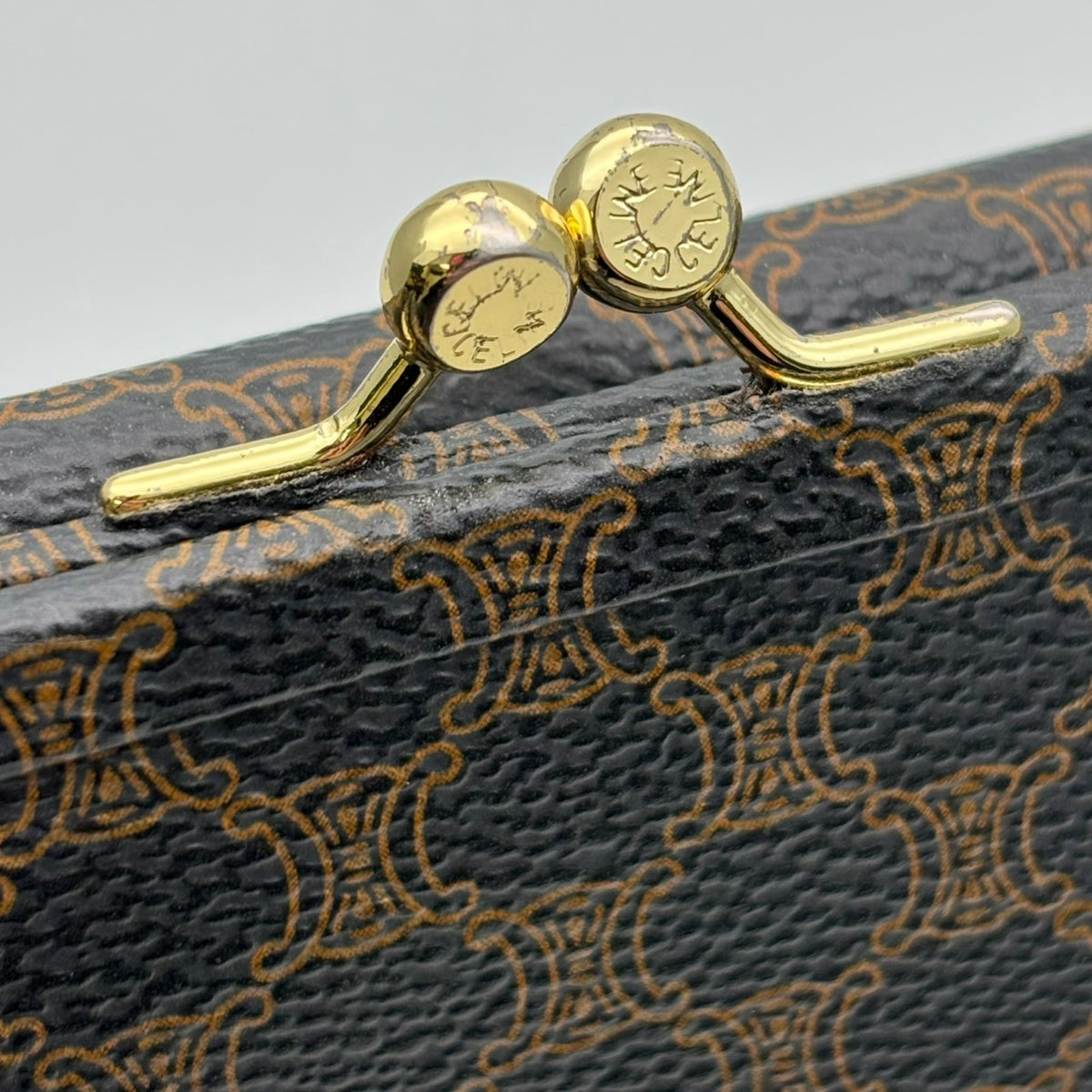 Celine Macadam Black Brown Pvc Leather Wallet (Tri-Fold) (Pre-Owned)