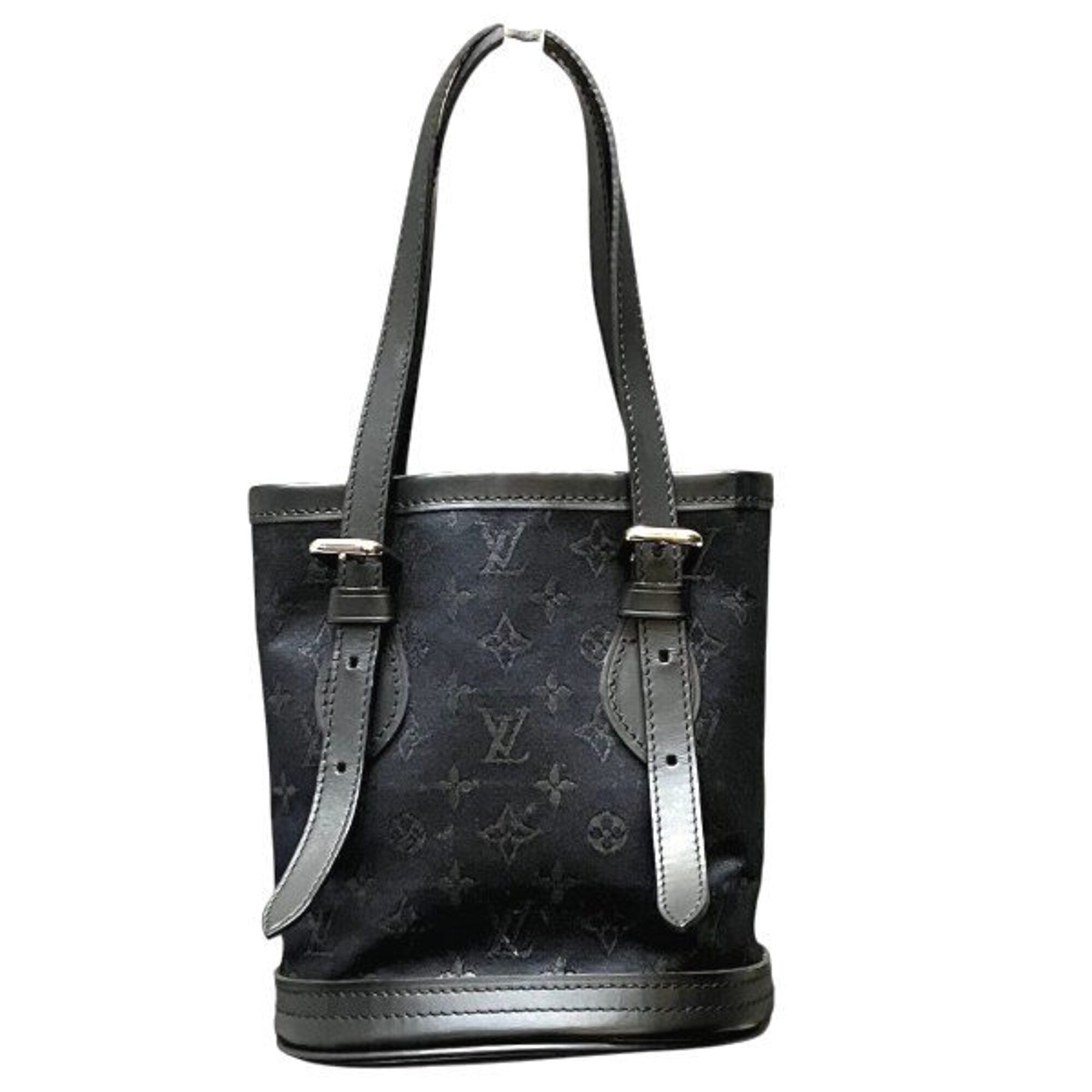 Louis Vuitton Noir Satin Leather Tote Bag (Pre-Owned)