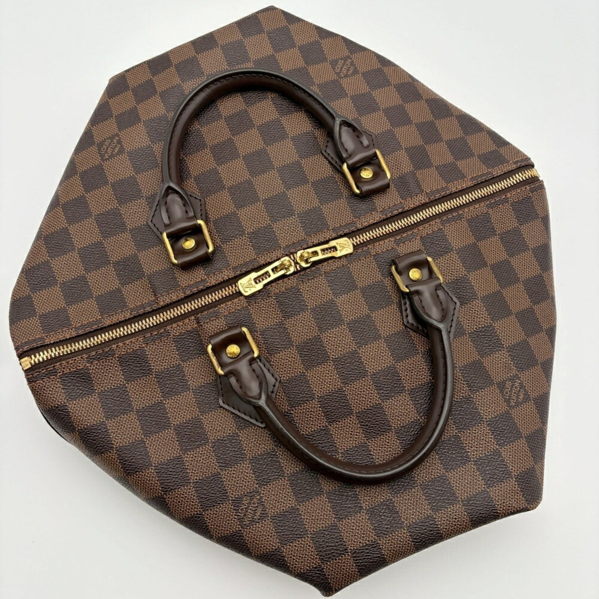 Louis Vuitton Damier Ebene Damier Canvas Leather Boston Bag Shoulder Bag (Pre-Owned)