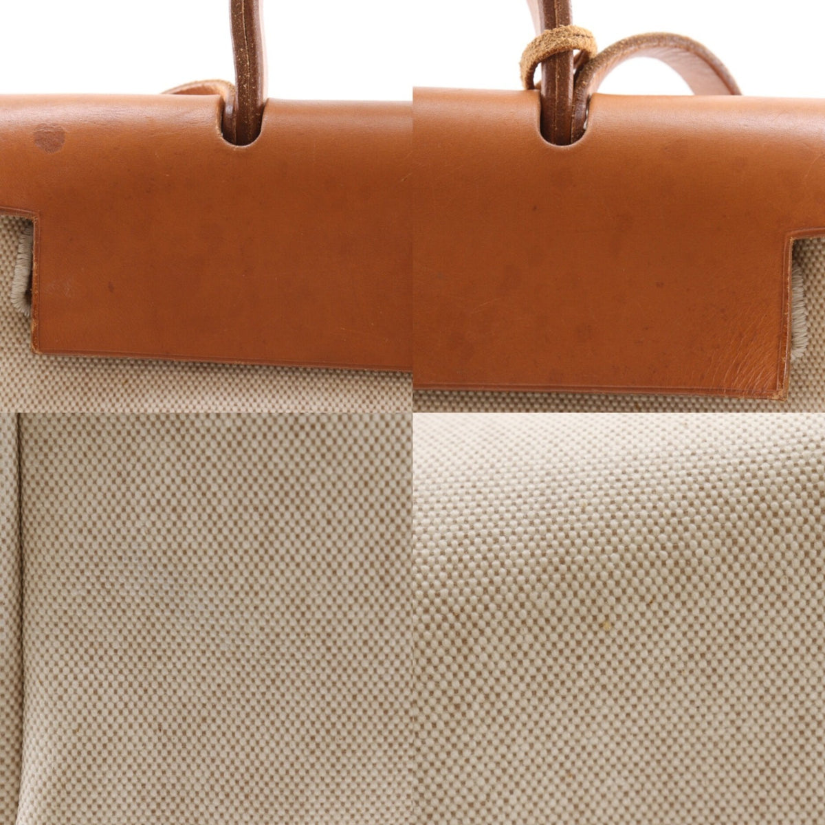 Hermes Her Bag Beige Black Toile H Shoulder Bag (Pre-Owned)