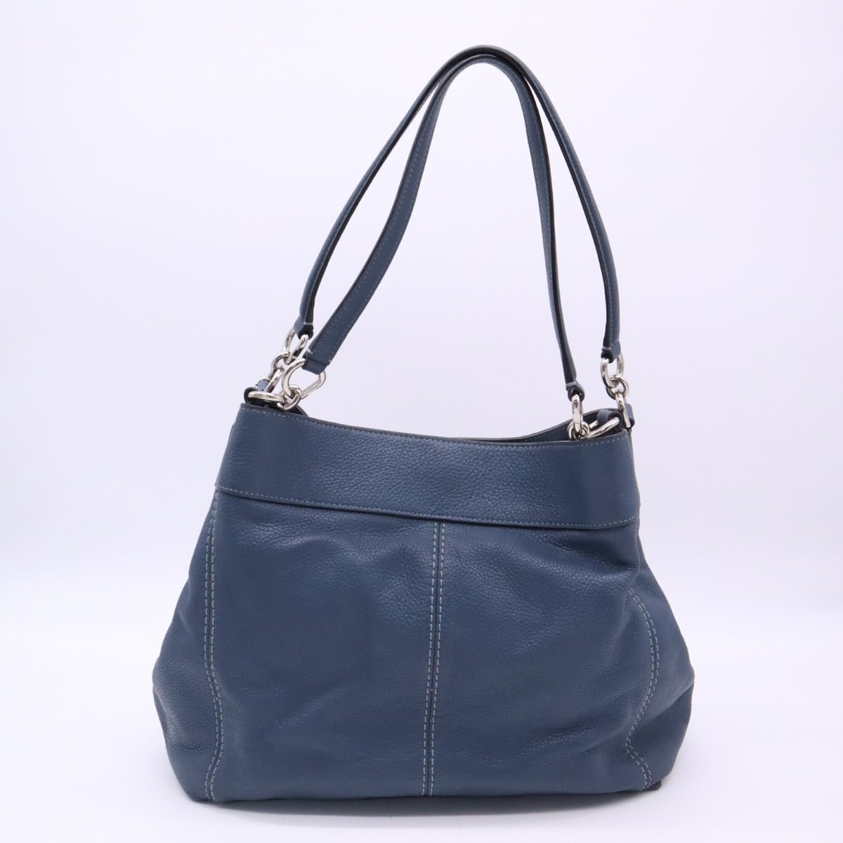 Coach Navy Leather Handbag Shoulder Bag (Pre-Owned)