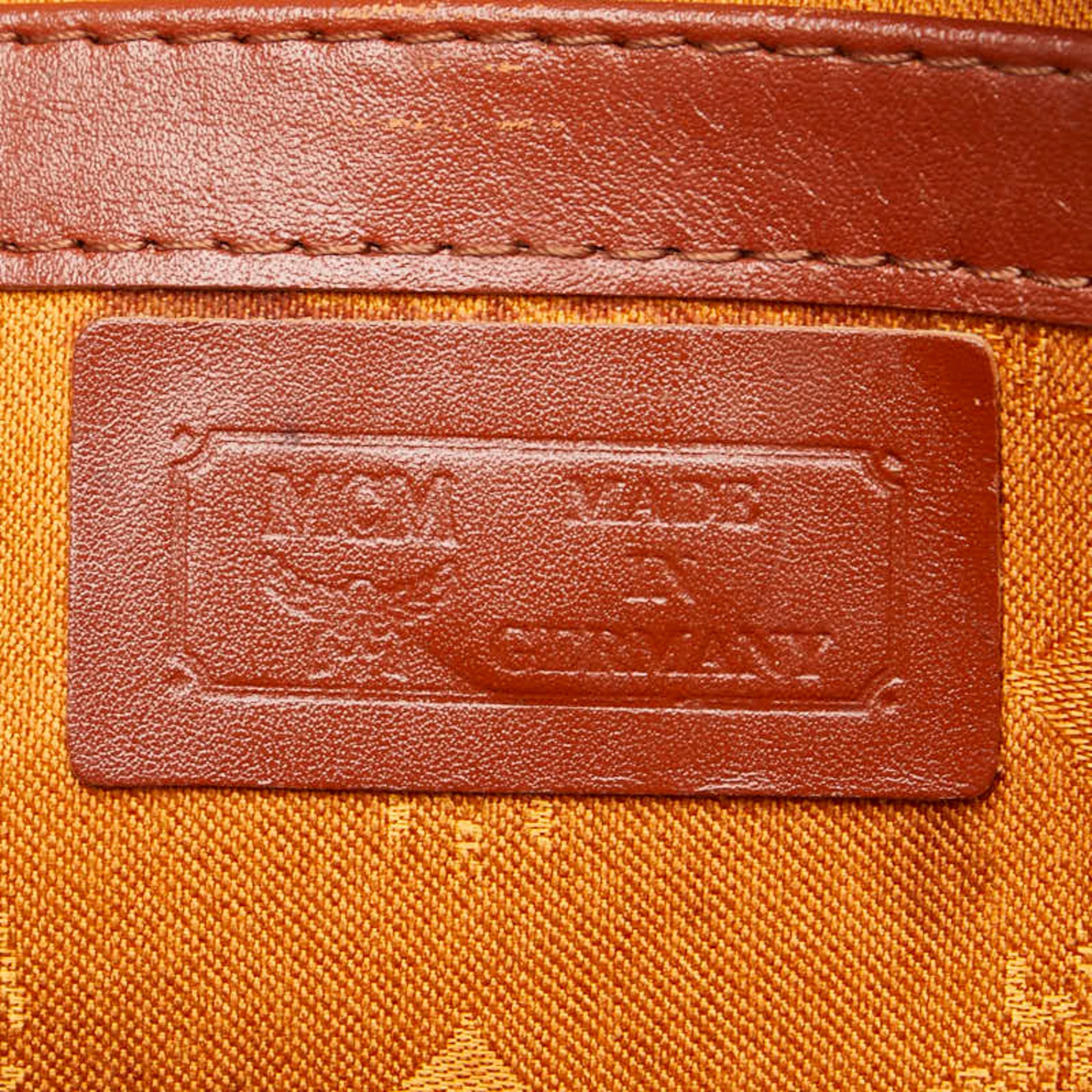 Mcm Brown Leather Boston Bag Handbag (Pre-Owned)