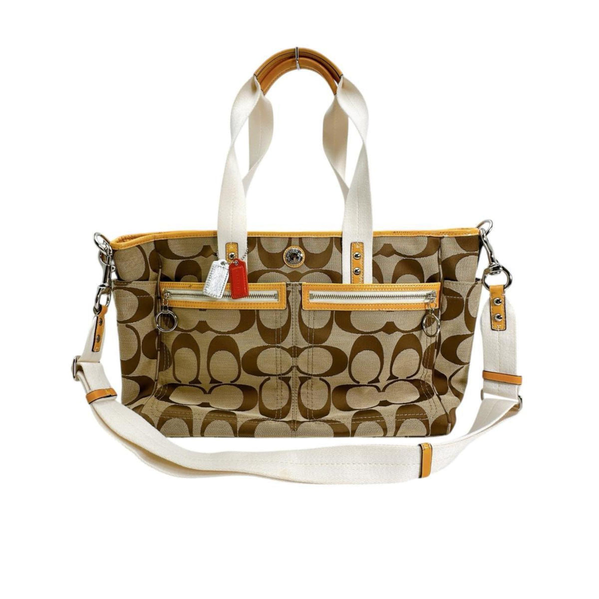 Coach Beige Canvas Handbag Shoulder Bag (Pre-Owned)