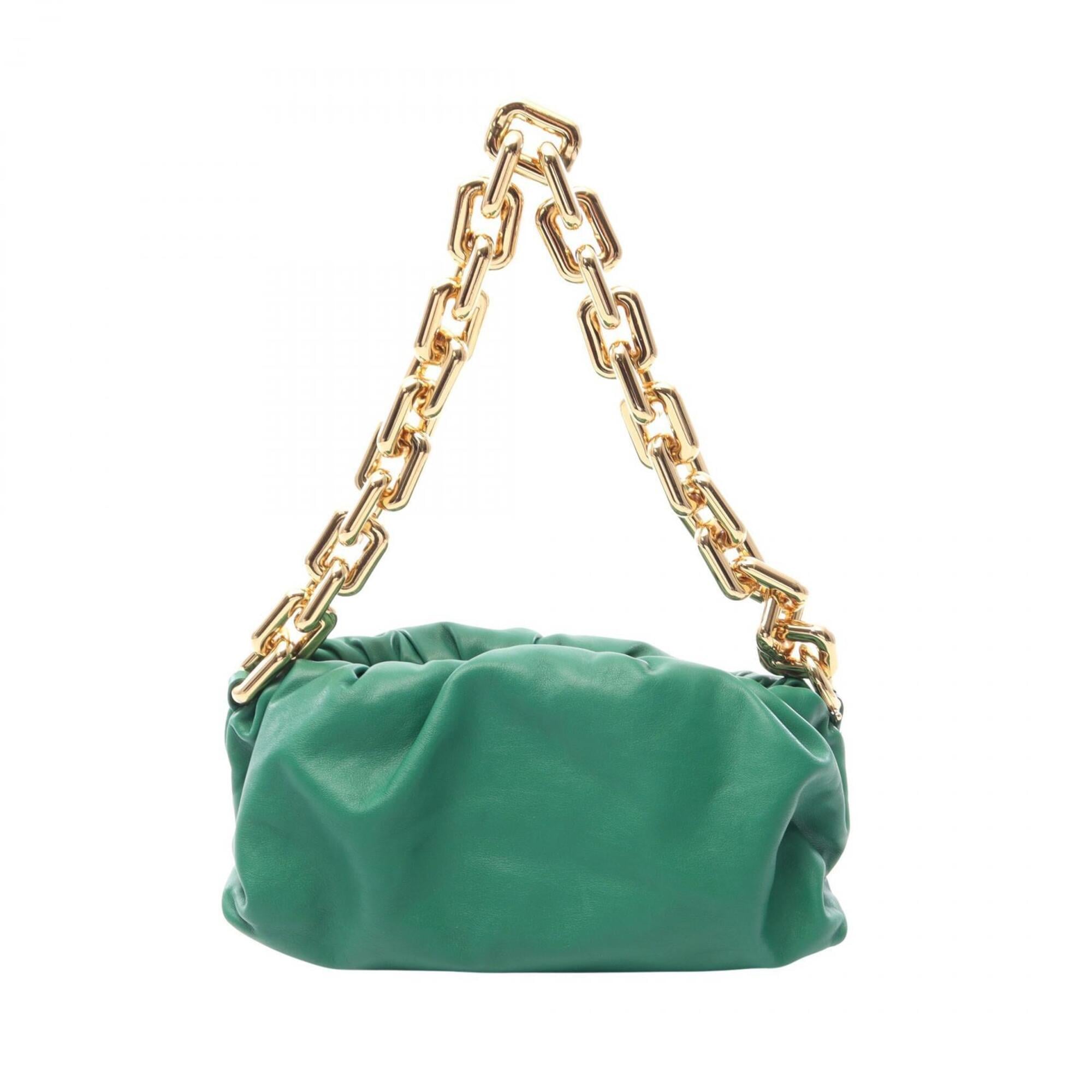 Bottega Veneta Green Leather Handbag Pouch Shoulder Bag (Pre-Owned)