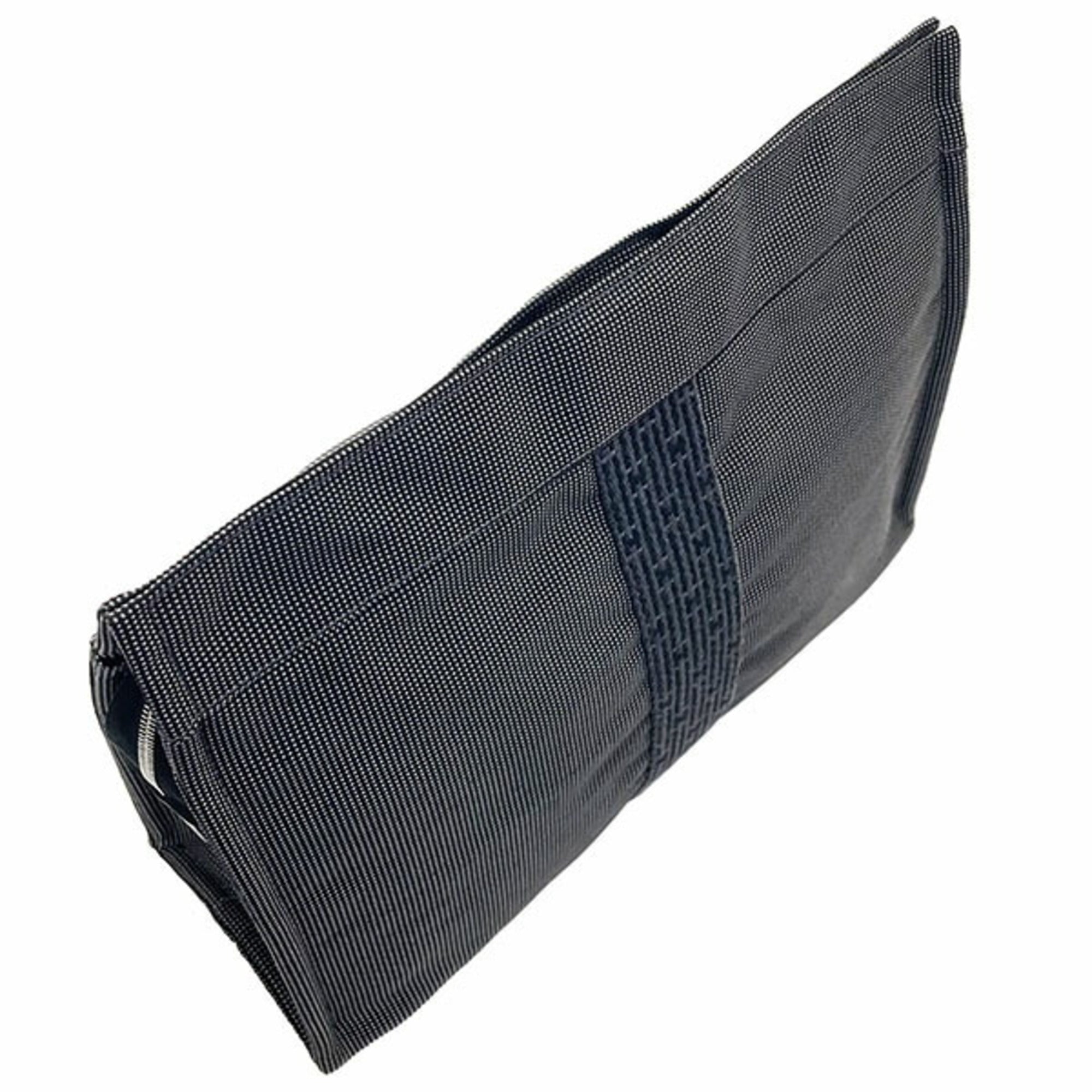 Hermes Gray Nylon Canvas Pouch (Pre-Owned)