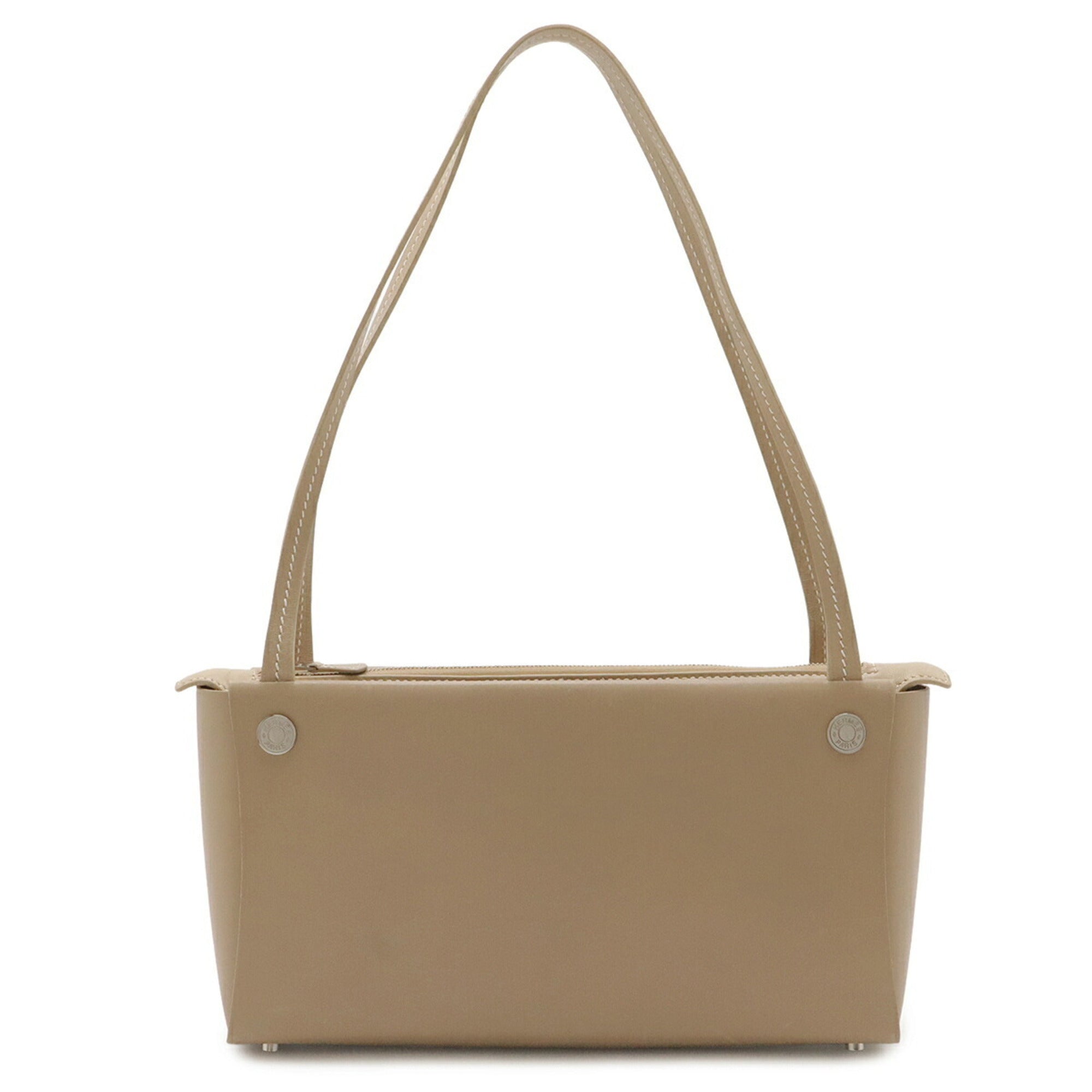 Hermes Beige Leather Shoulder Bag Tote Bag (Pre-Owned)