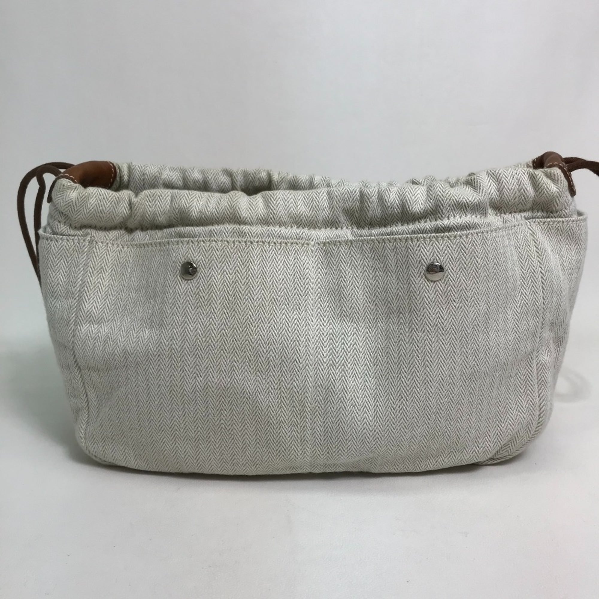 Hermes Beige Toile Chevron Pouch (Pre-Owned)
