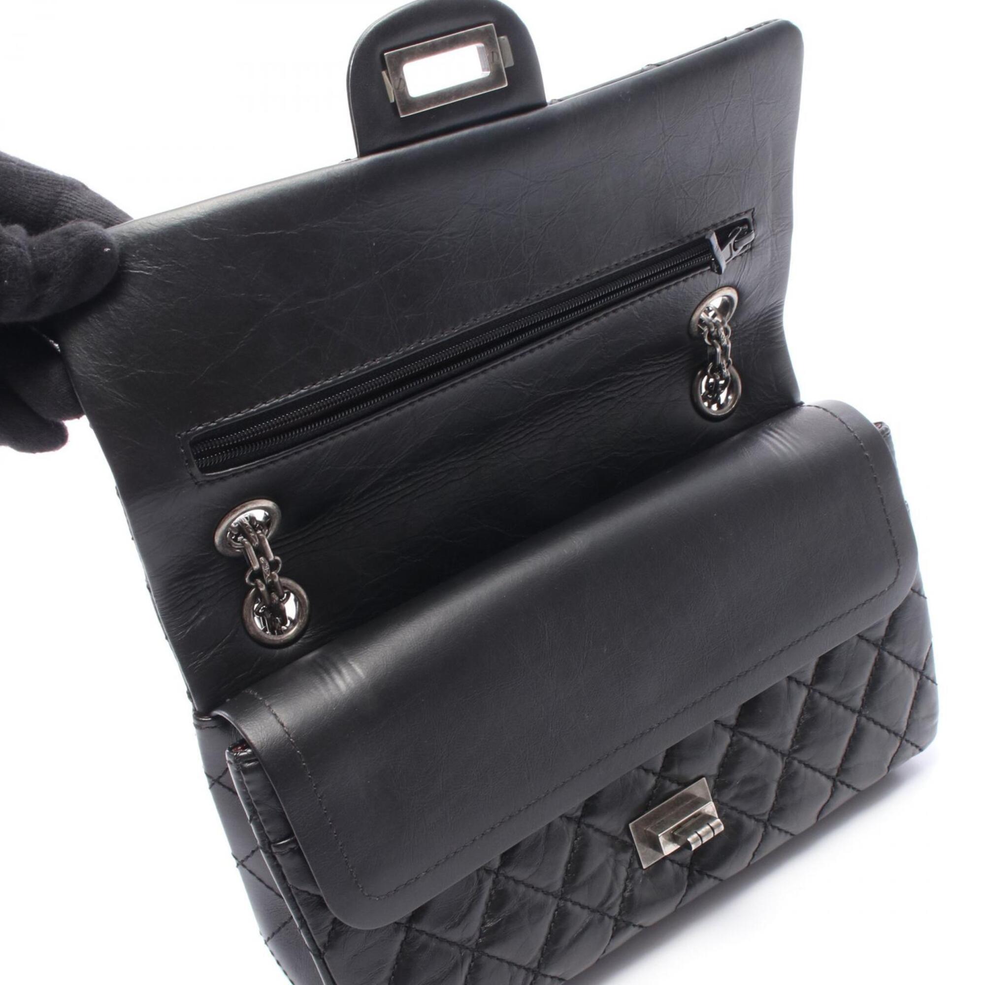 Chanel 2.55 Black Leather Shoulder Bag (Pre-Owned)