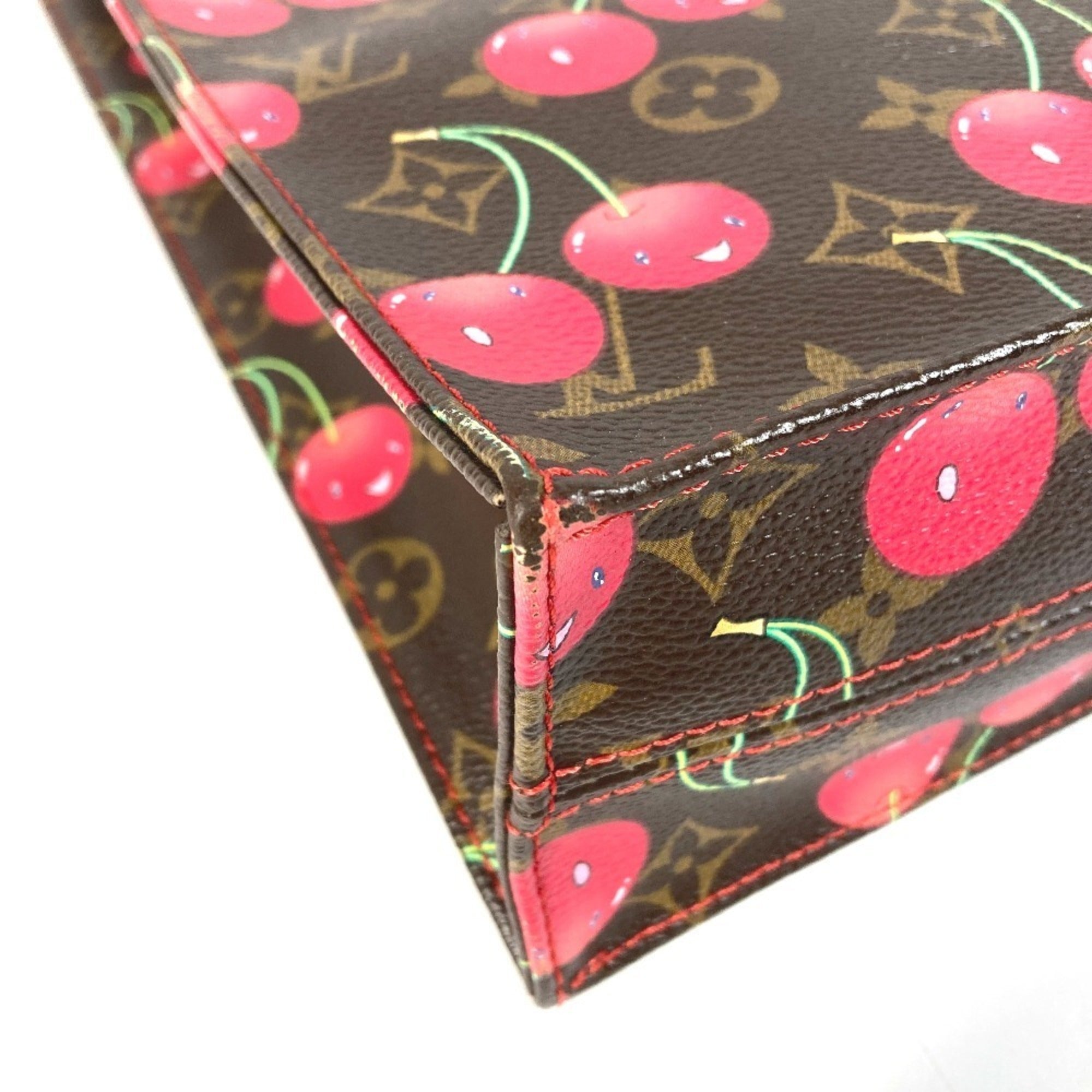 Louis Vuitton Brown Monogram Cherry Red Color Monogram Leather Shoulder Bag Tote Bag (Pre-Owned)