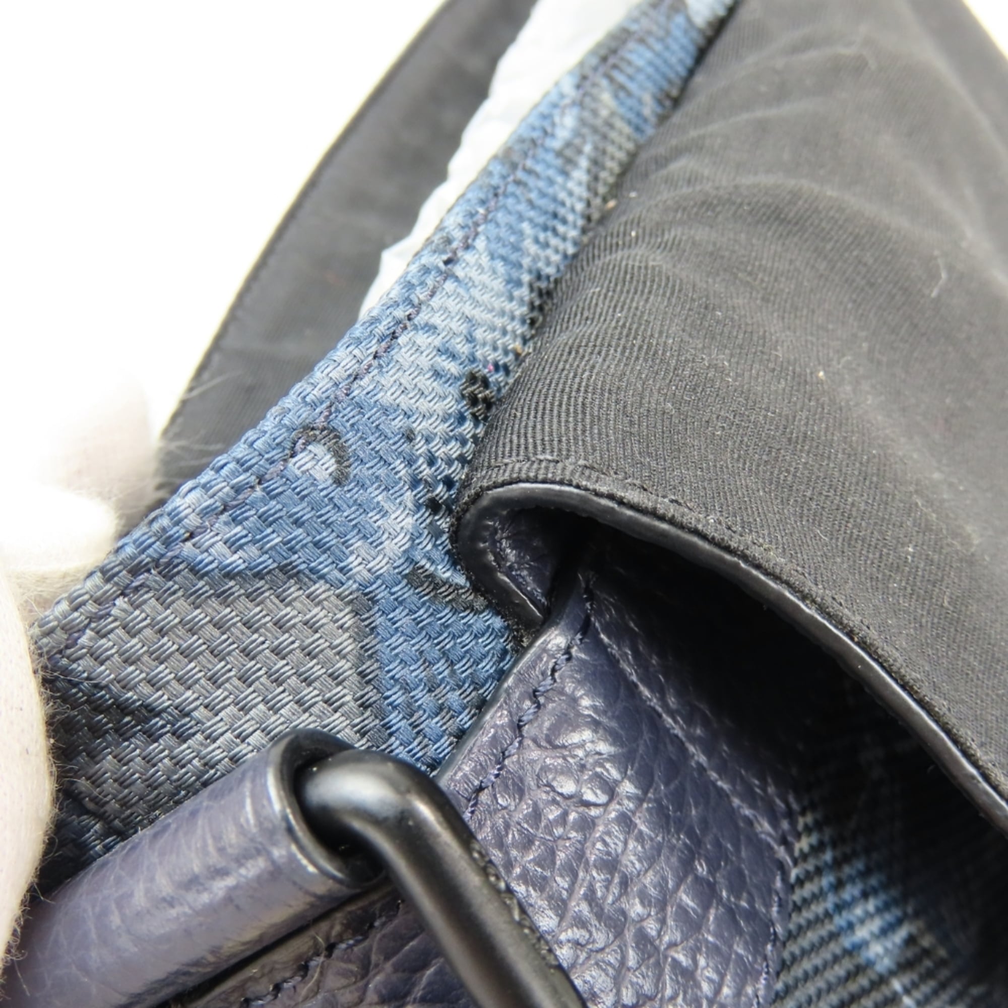 Coach Navy Canvas Leather Shoulder Bag (Pre-Owned)