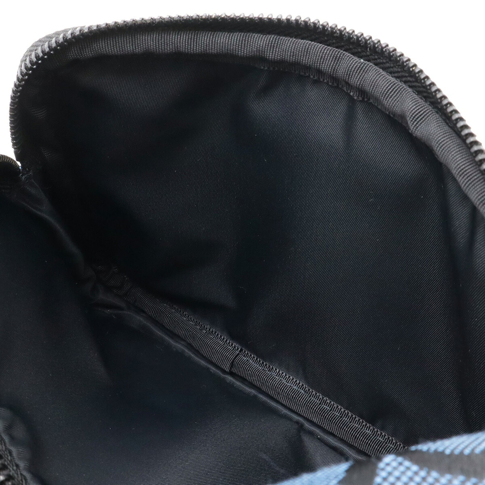 Burberry Black Blue Canvas Leather Shoulder Bag Sling Bag (Pre-Owned)