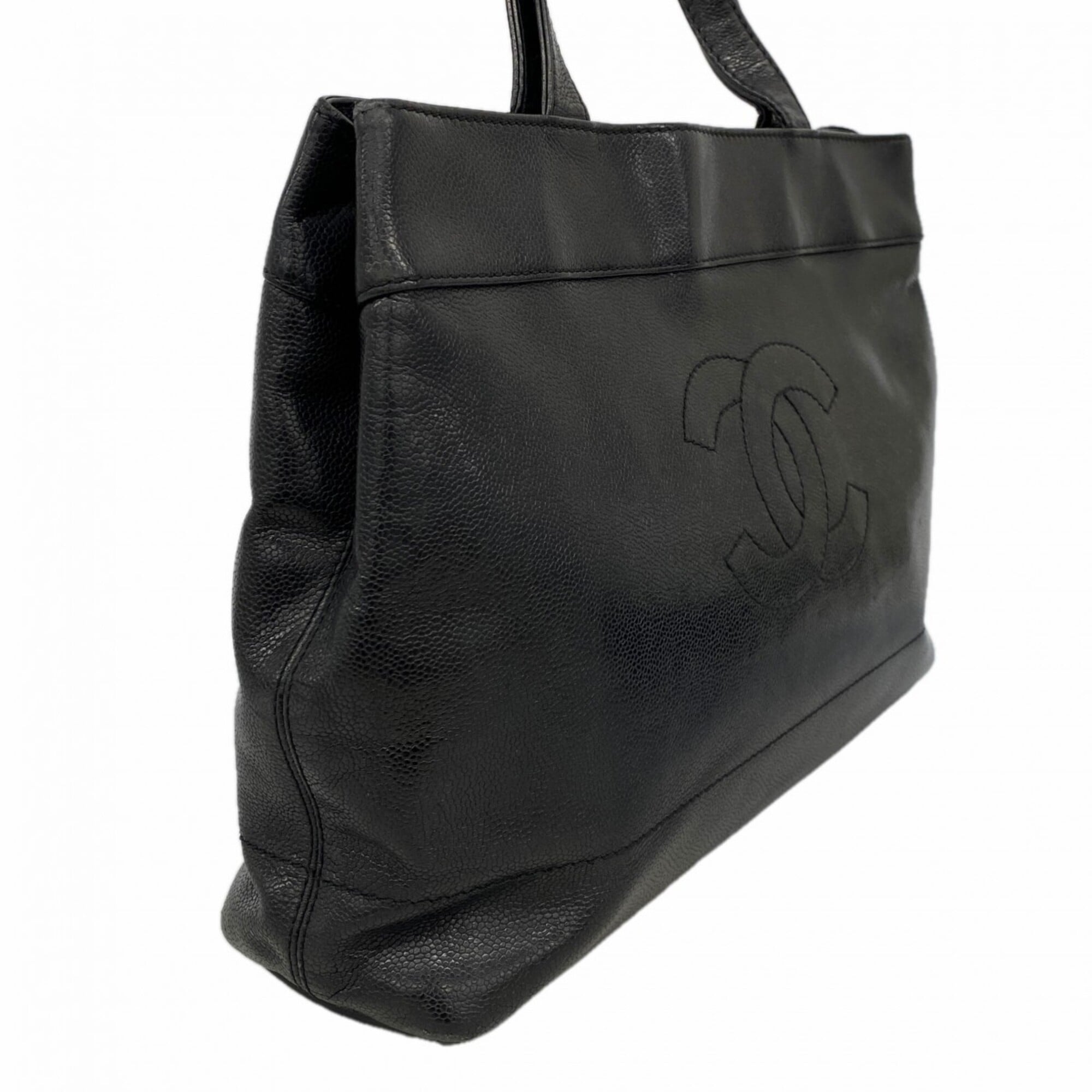 Chanel Black Grained Calfskin Tote Bag (Pre-Owned)