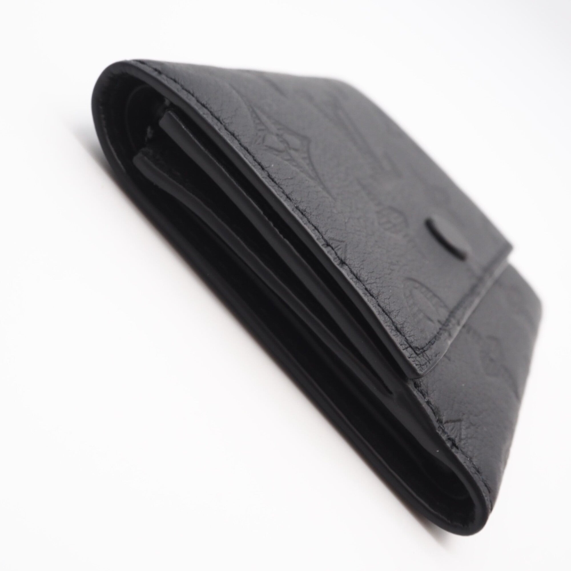Louis Vuitton Monogram Shadow Black Leather Wallet (Tri-Fold) (Pre-Owned)