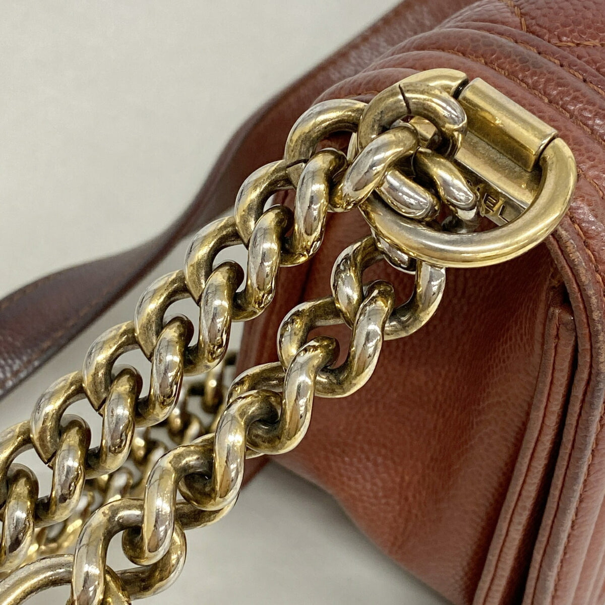 Chanel Brown Grained Calfskin Shoulder Bag (Pre-Owned)