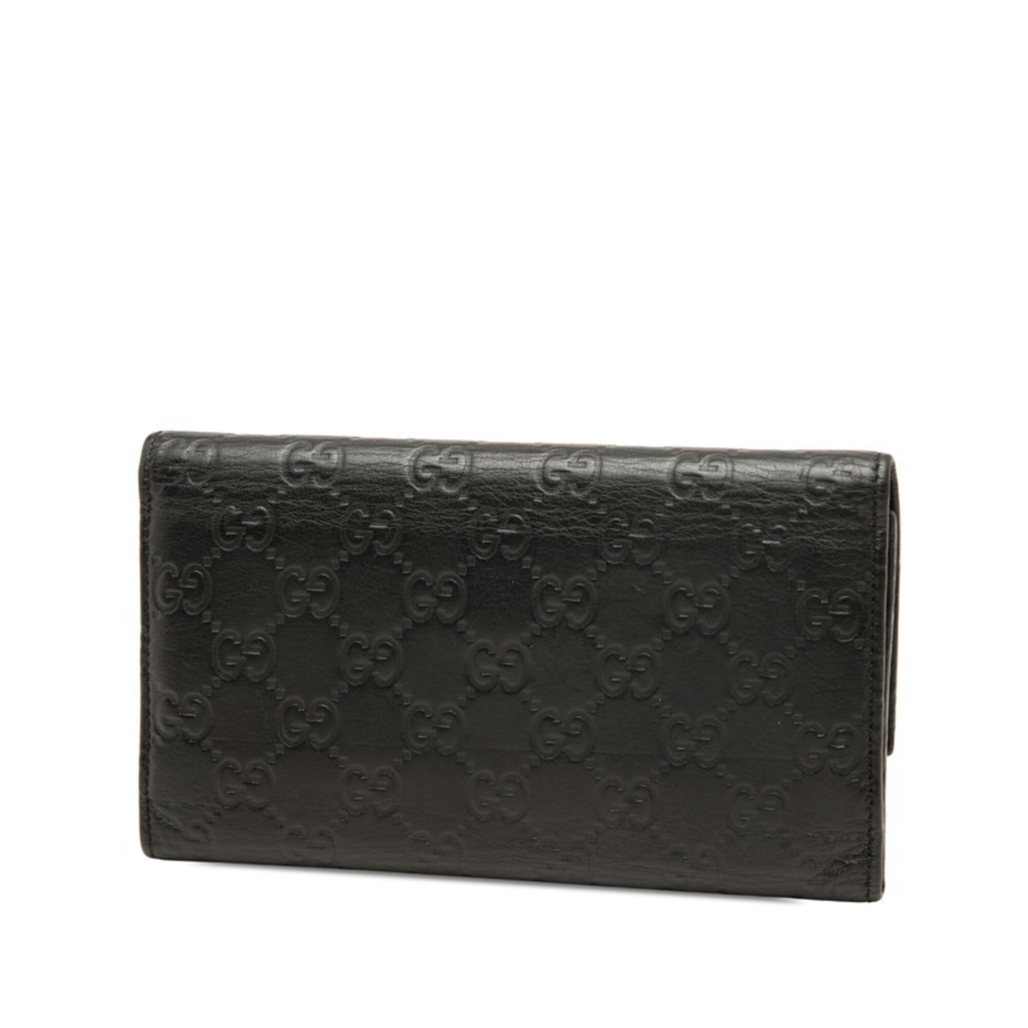 Gucci Black Leather Long Wallet (Tri-Fold) (Pre-Owned)