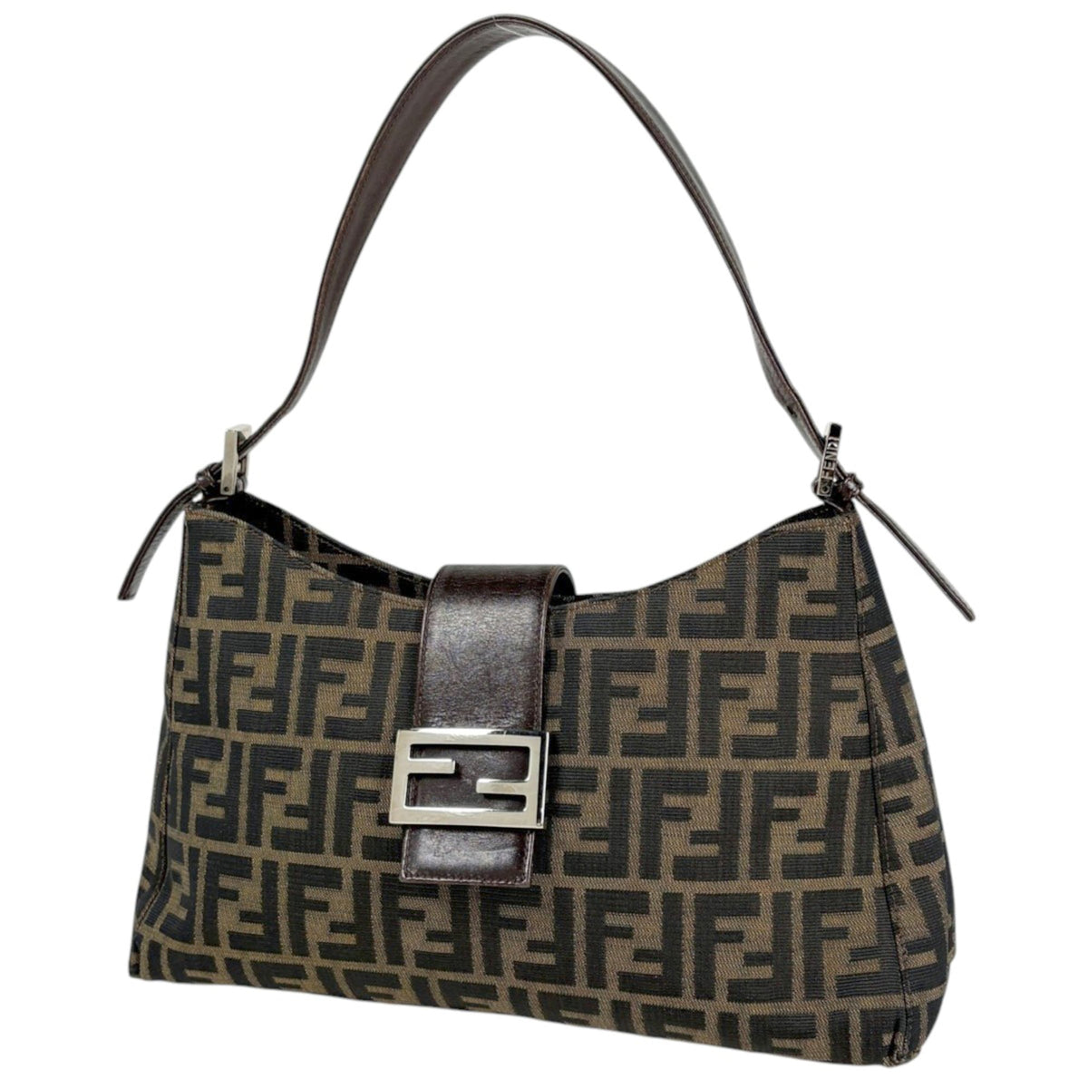 Fendi Brown Canvas Leather Shoulder Bag (Pre-Owned)