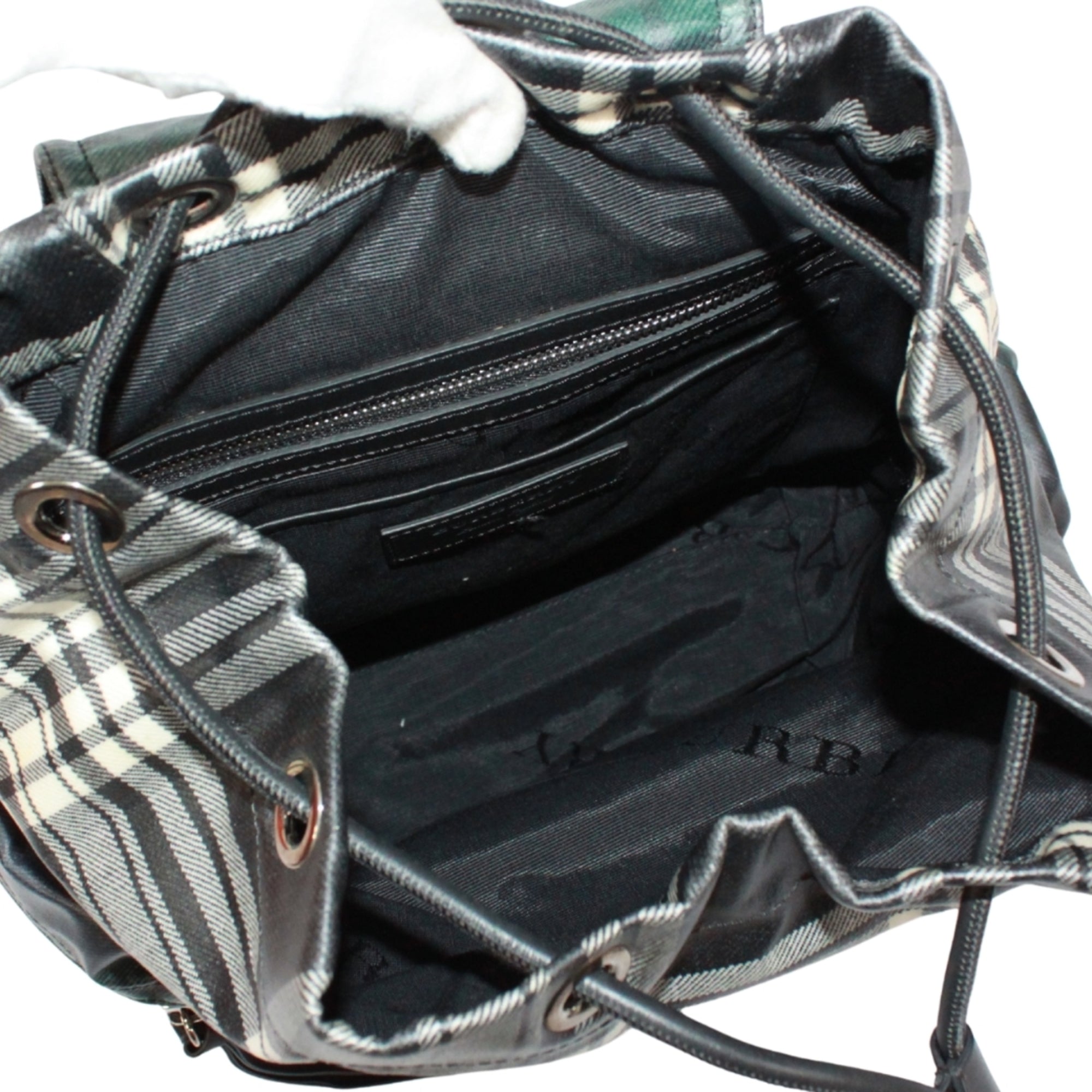 Burberry Black Green Cotton Canvas Backpack (Pre-Owned)