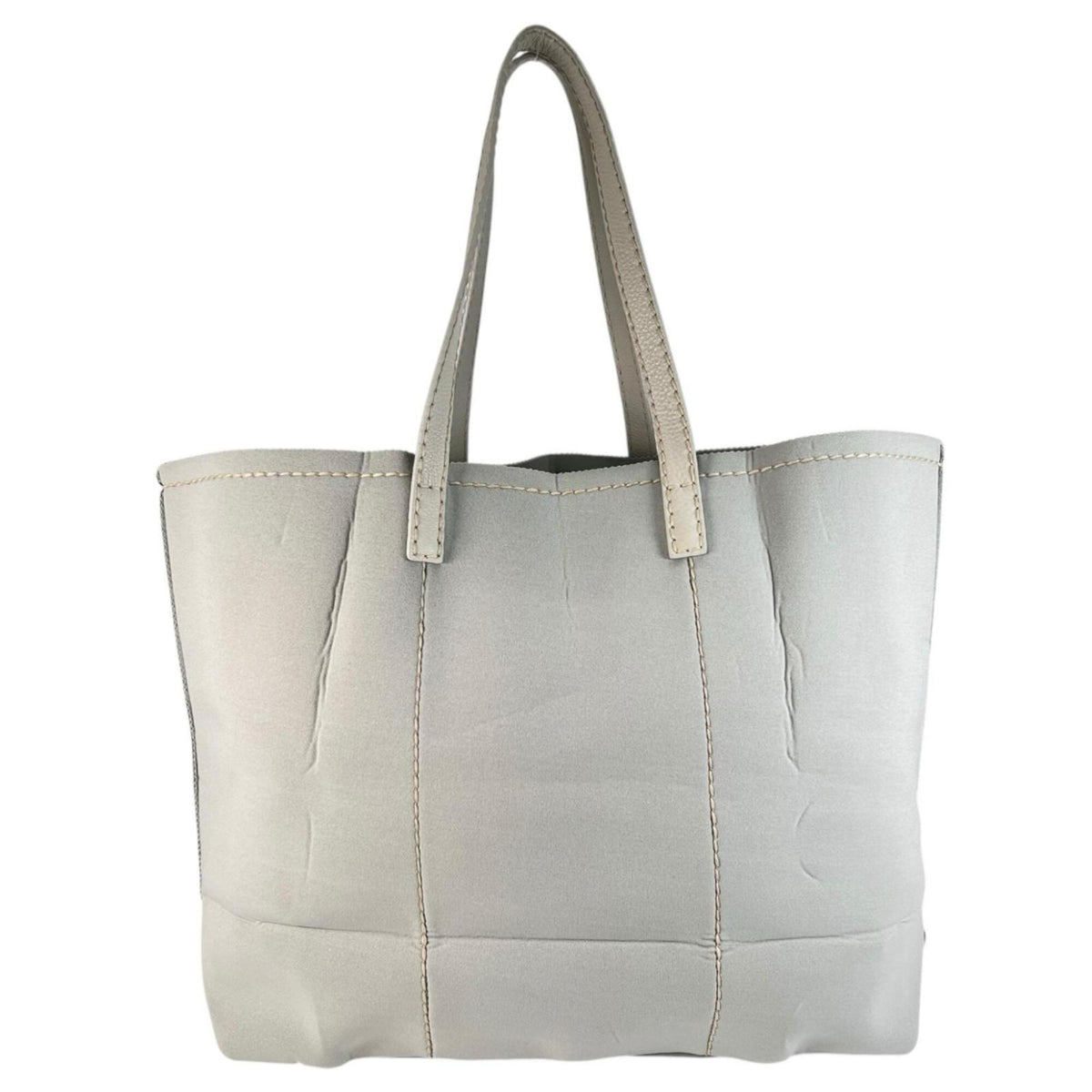 Prada Gray Leather Neoprene Tote Bag (Pre-Owned)