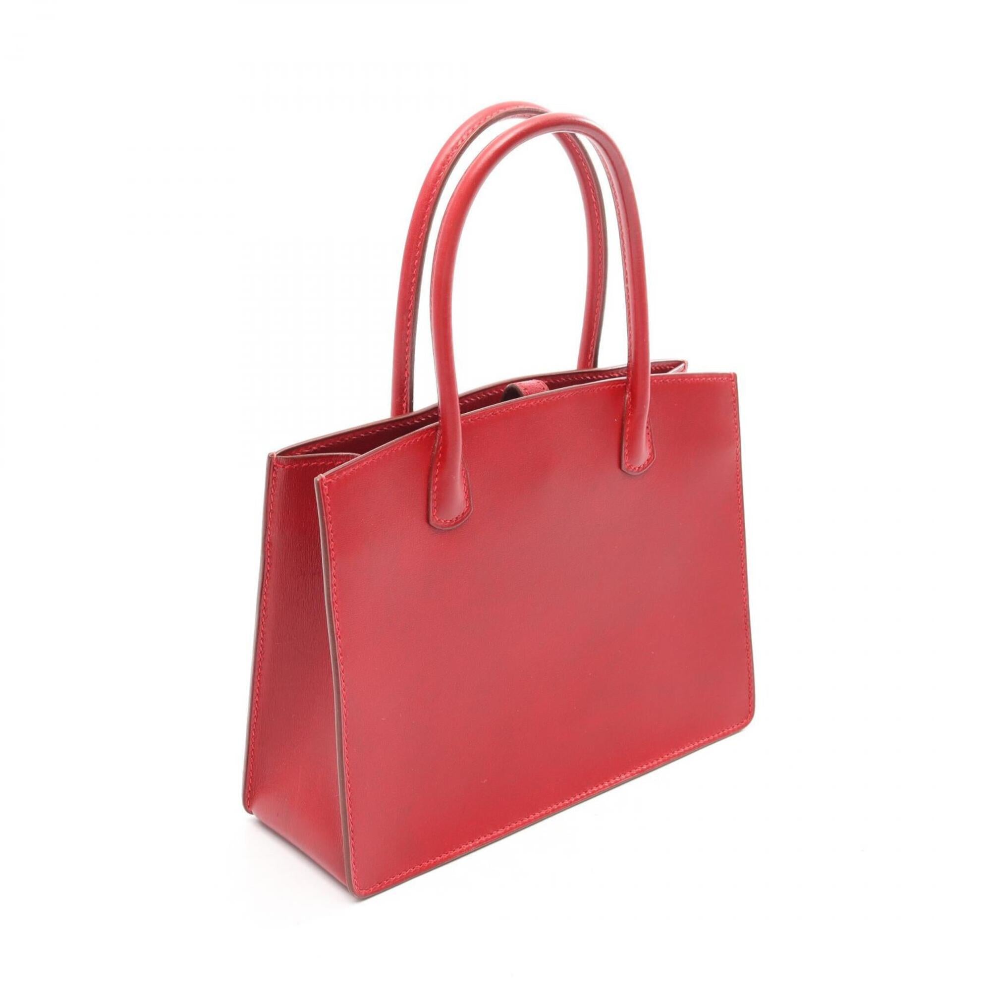 Hermes Red Color Box Calf Leather Handbag (Pre-Owned)