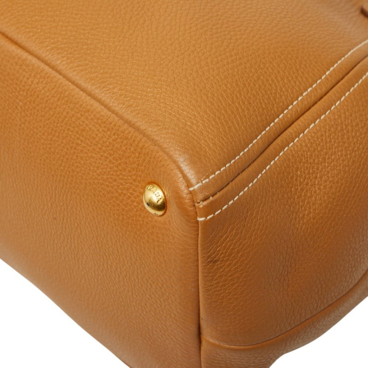 Prada Camel Leather Shoulder Bag Tote Bag (Pre-Owned)