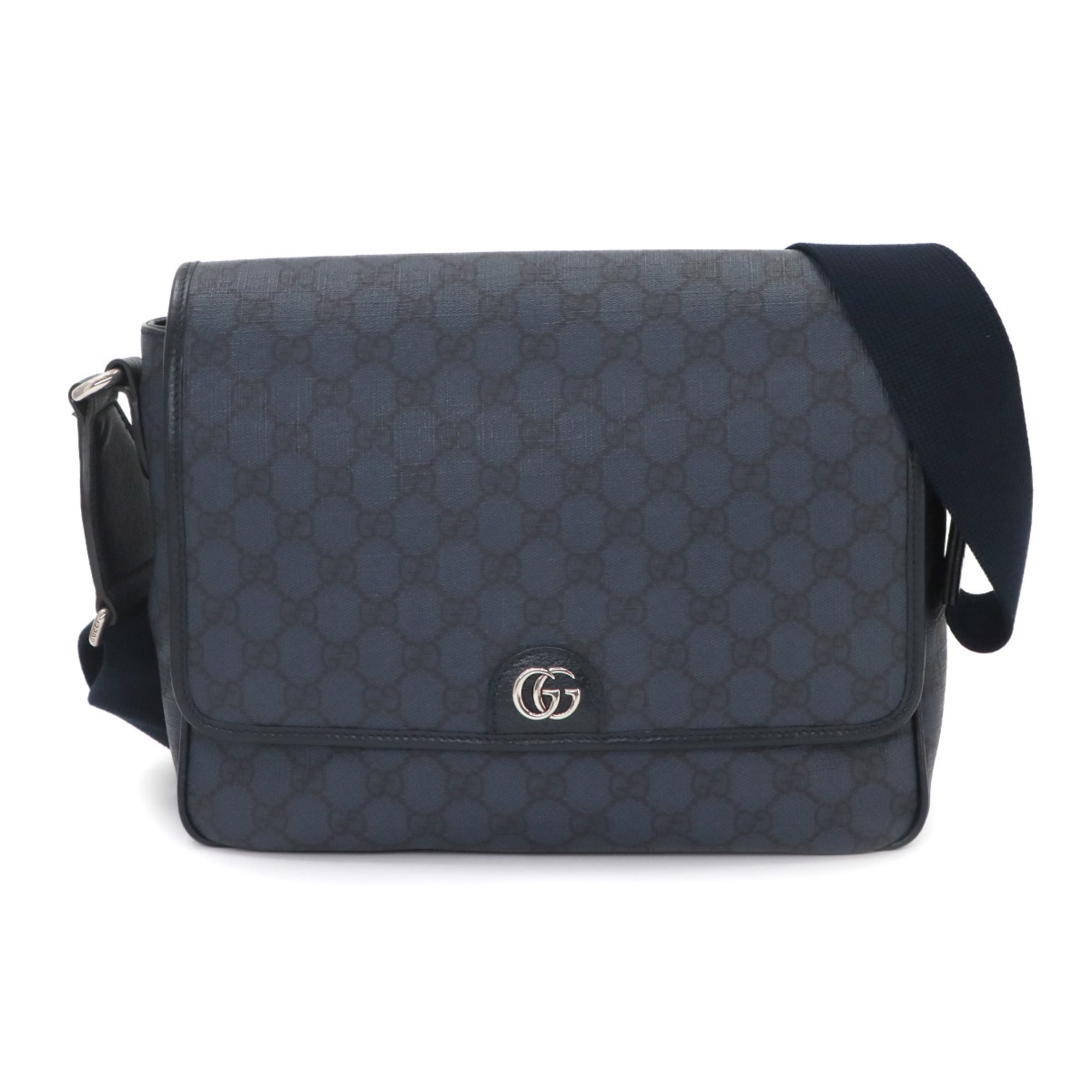Gucci Navy Gg Supreme Leather Handbag Messenger Bag Shoulder Bag (Pre-Owned)