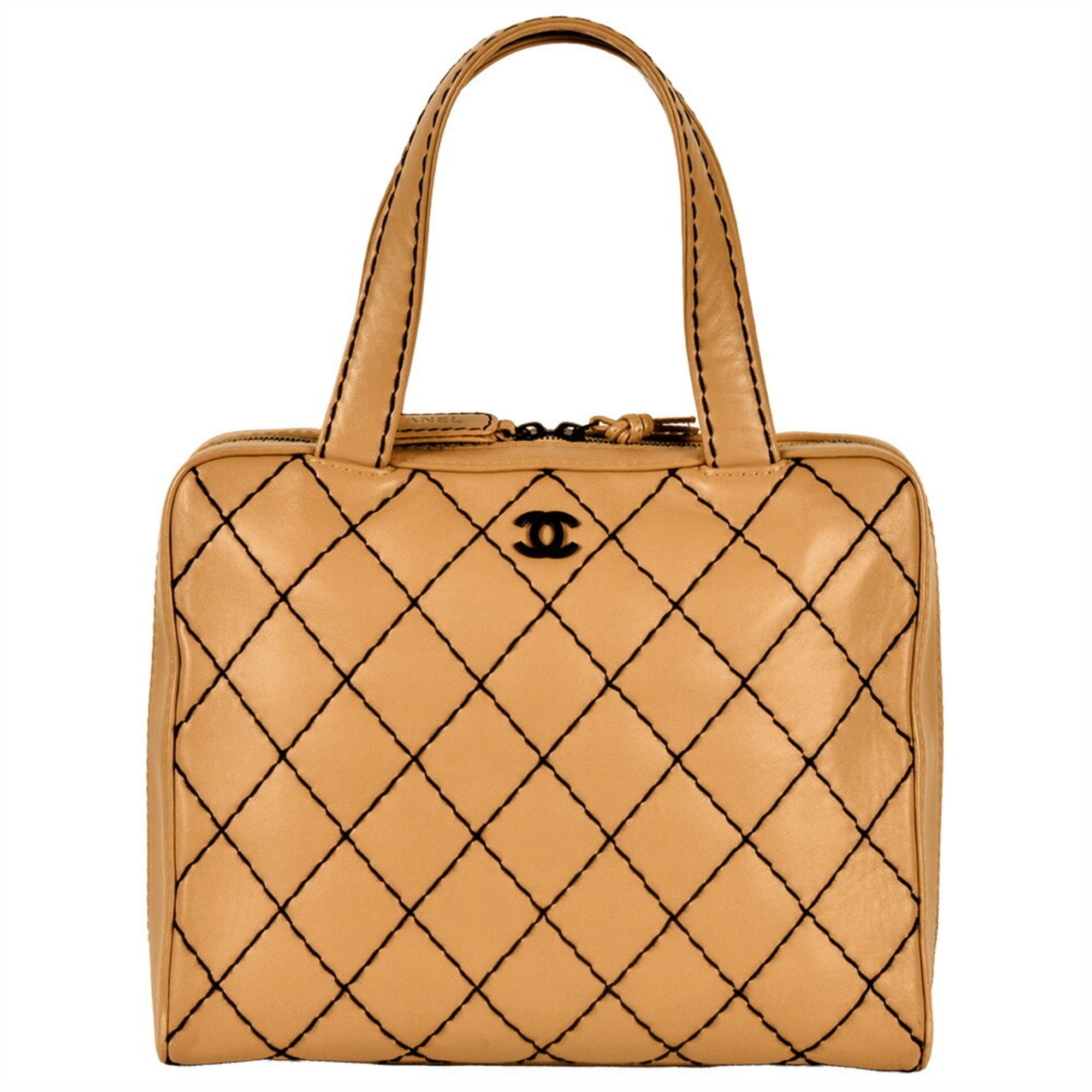 Chanel Wild Stitch Beige Leather Tote Bag (Pre-Owned)