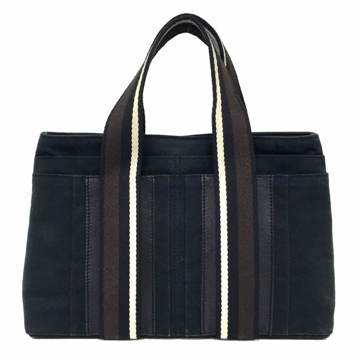 Hermes Black Canvas Leather Tote Bag (Pre-Owned)