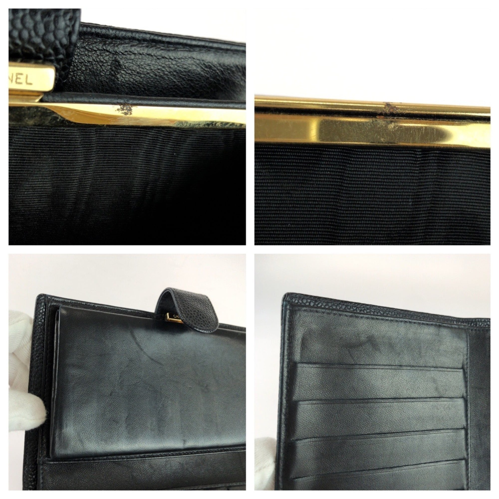 Chanel Black Leather Middle Wallet (Bi-Fold) (Pre-Owned)