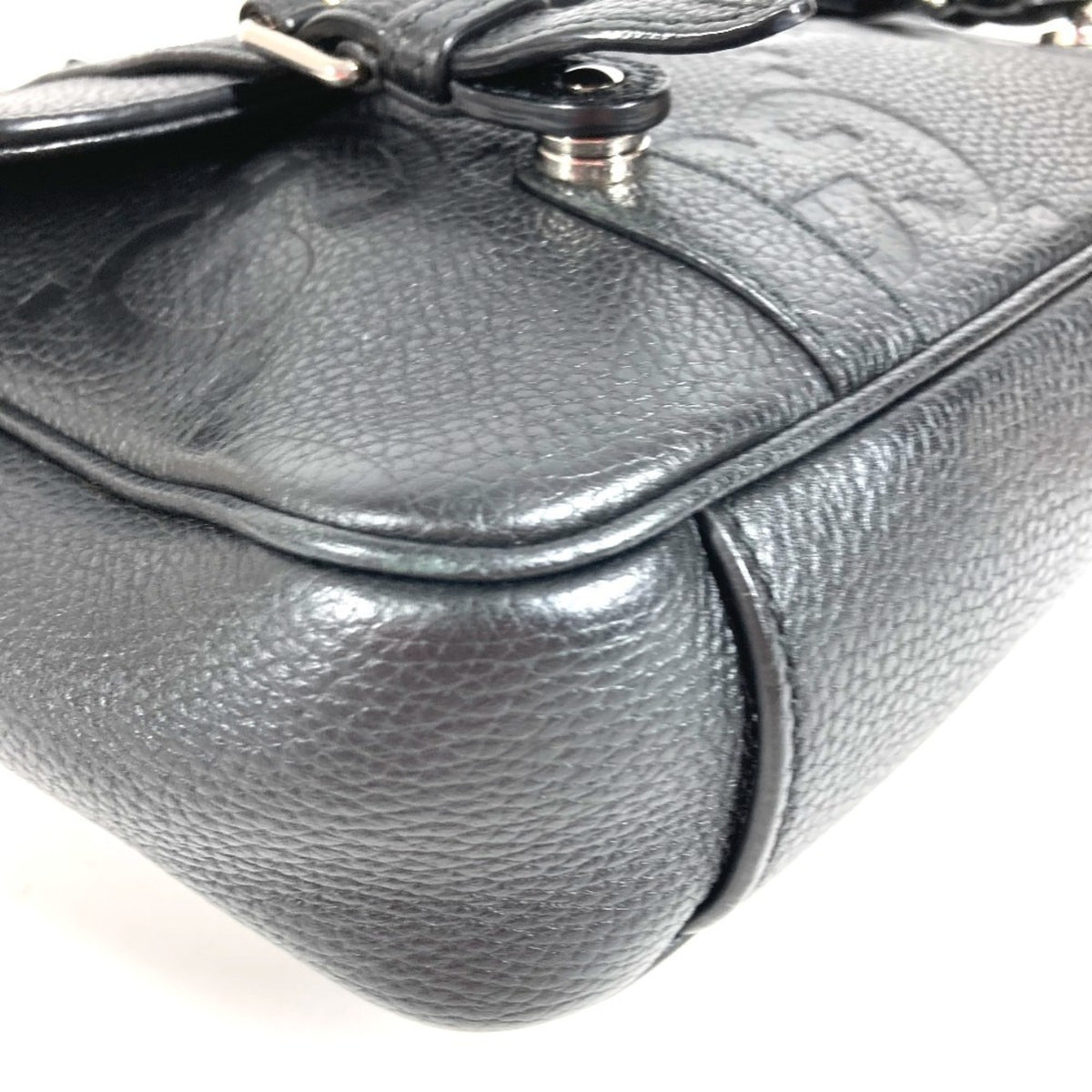 Gucci Black Leather Messenger Bag Shoulder Bag (Pre-Owned)