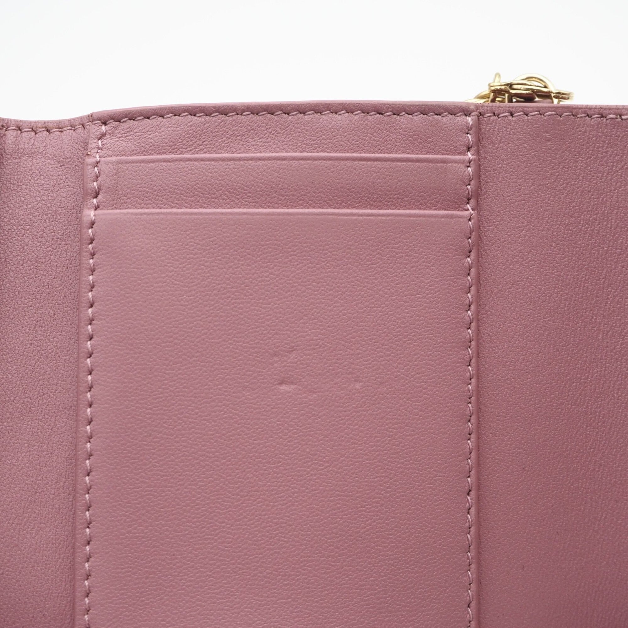 Christian Dior Lady Dior Pink Leather Wallet (Tri-Fold) (Pre-Owned)