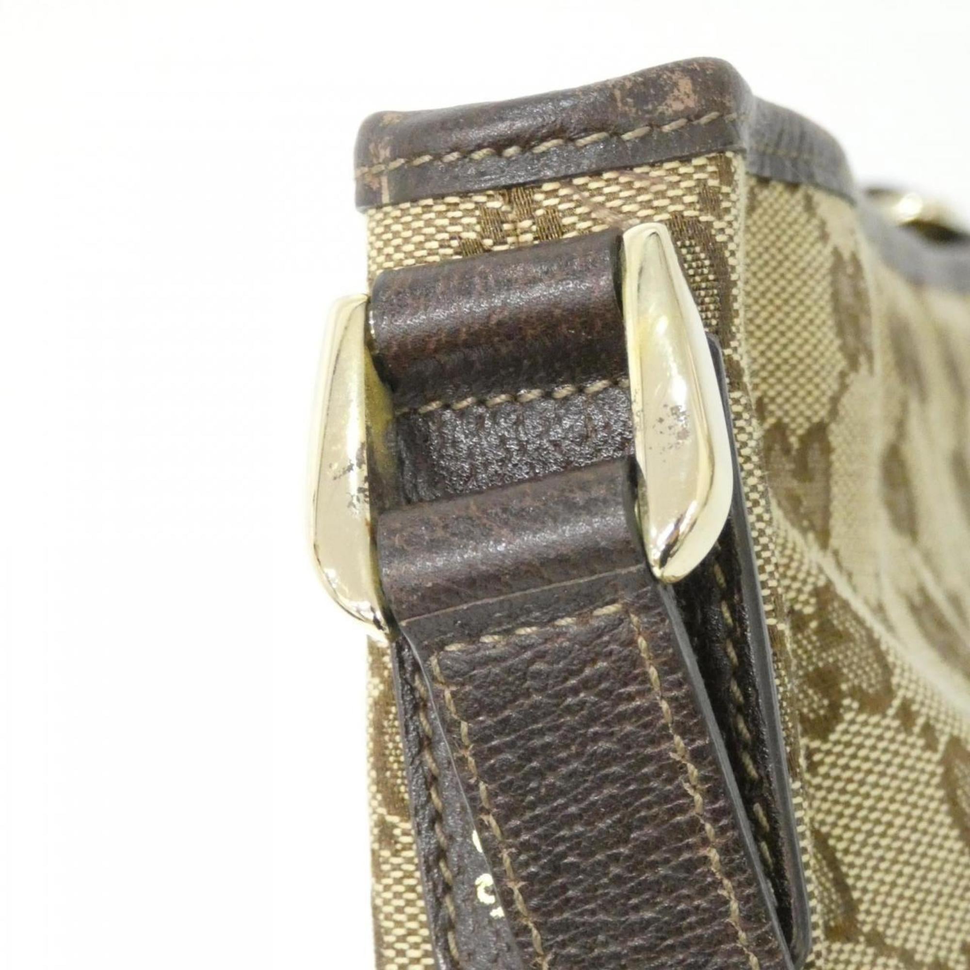 Gucci Beige Brown Gg Canvas Shoulder Bag (Pre-Owned)