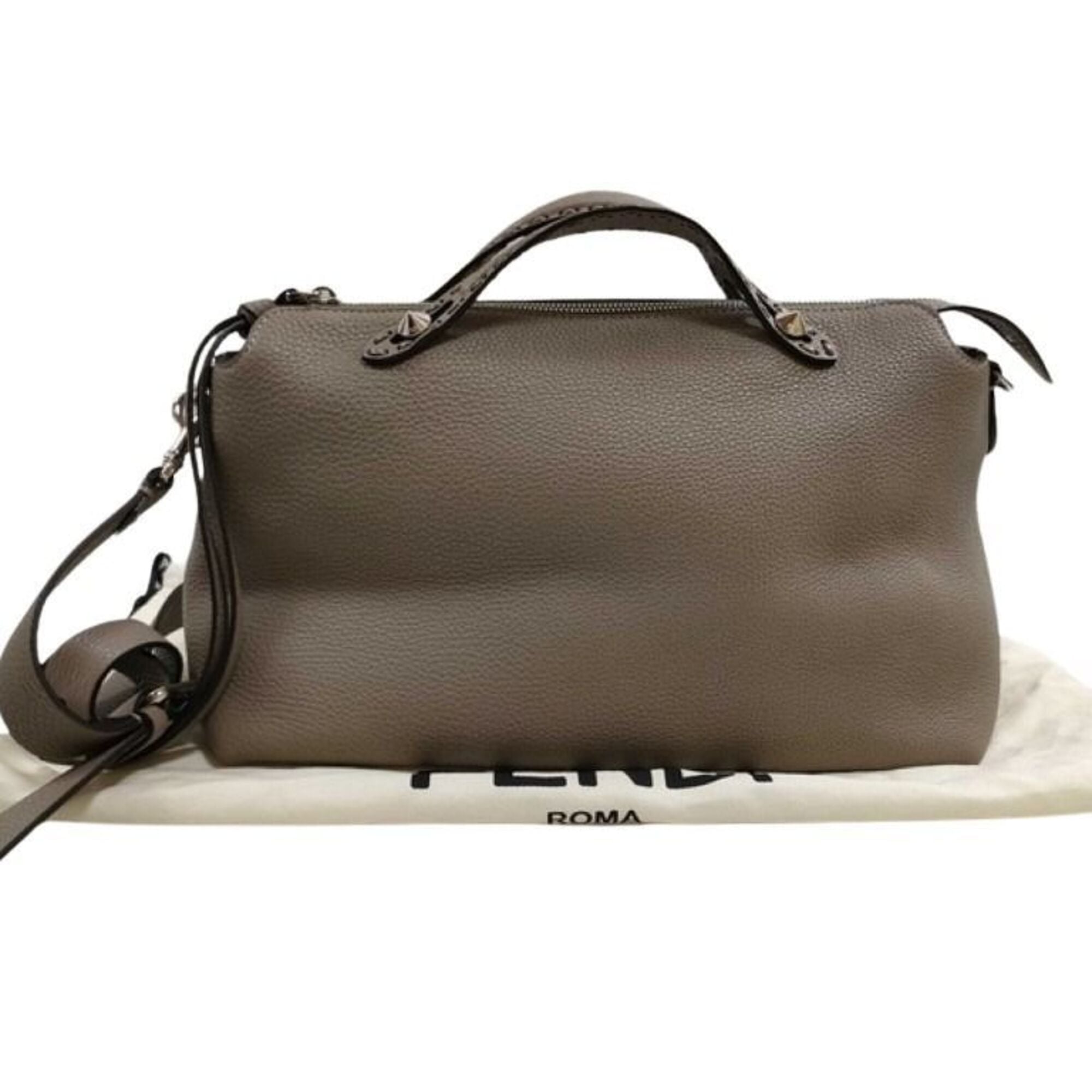 Fendi By The Way Grayish Leather Handbag Shoulder Bag (Pre-Owned)